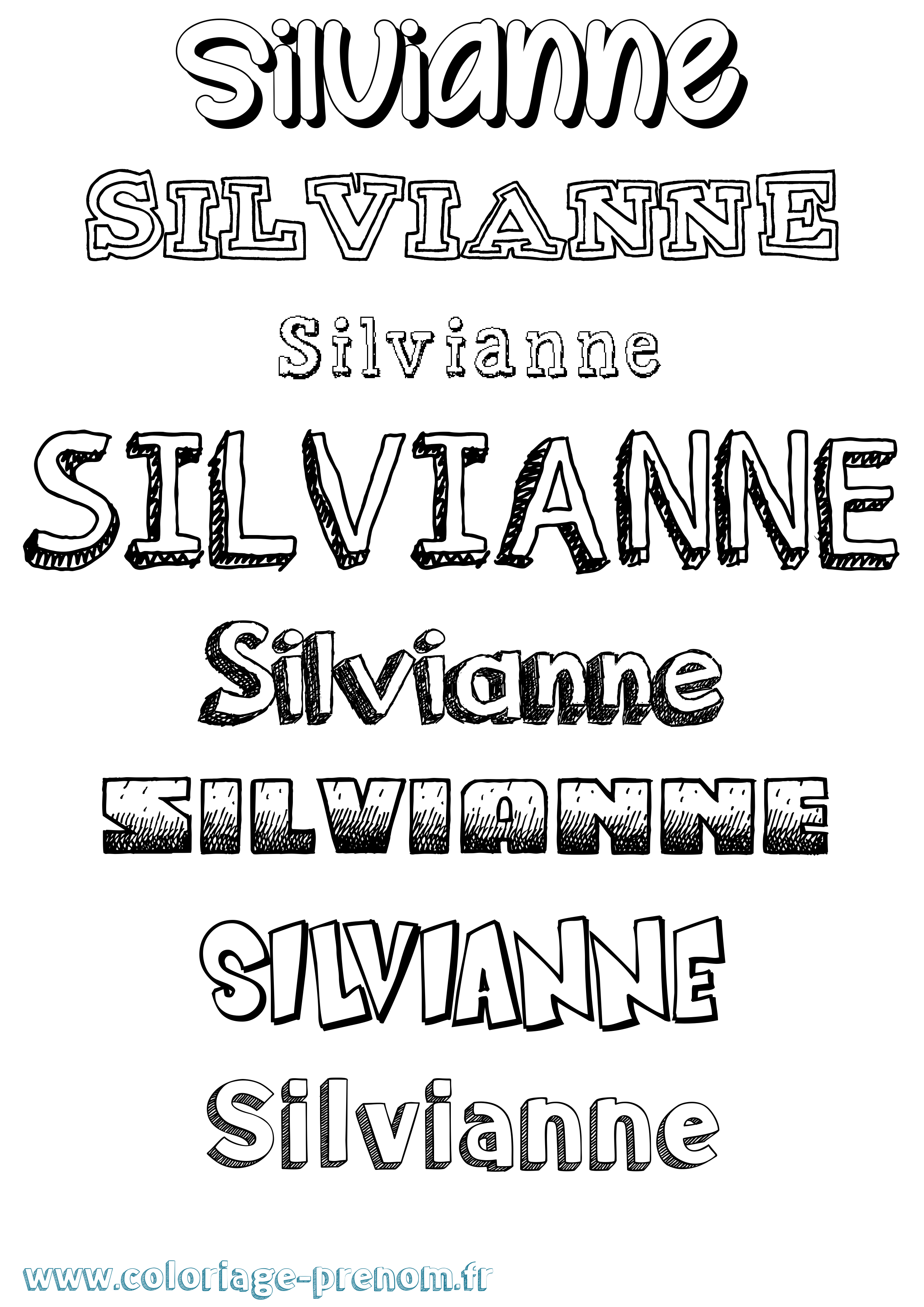 Coloriage prénom Silvianne Dessiné