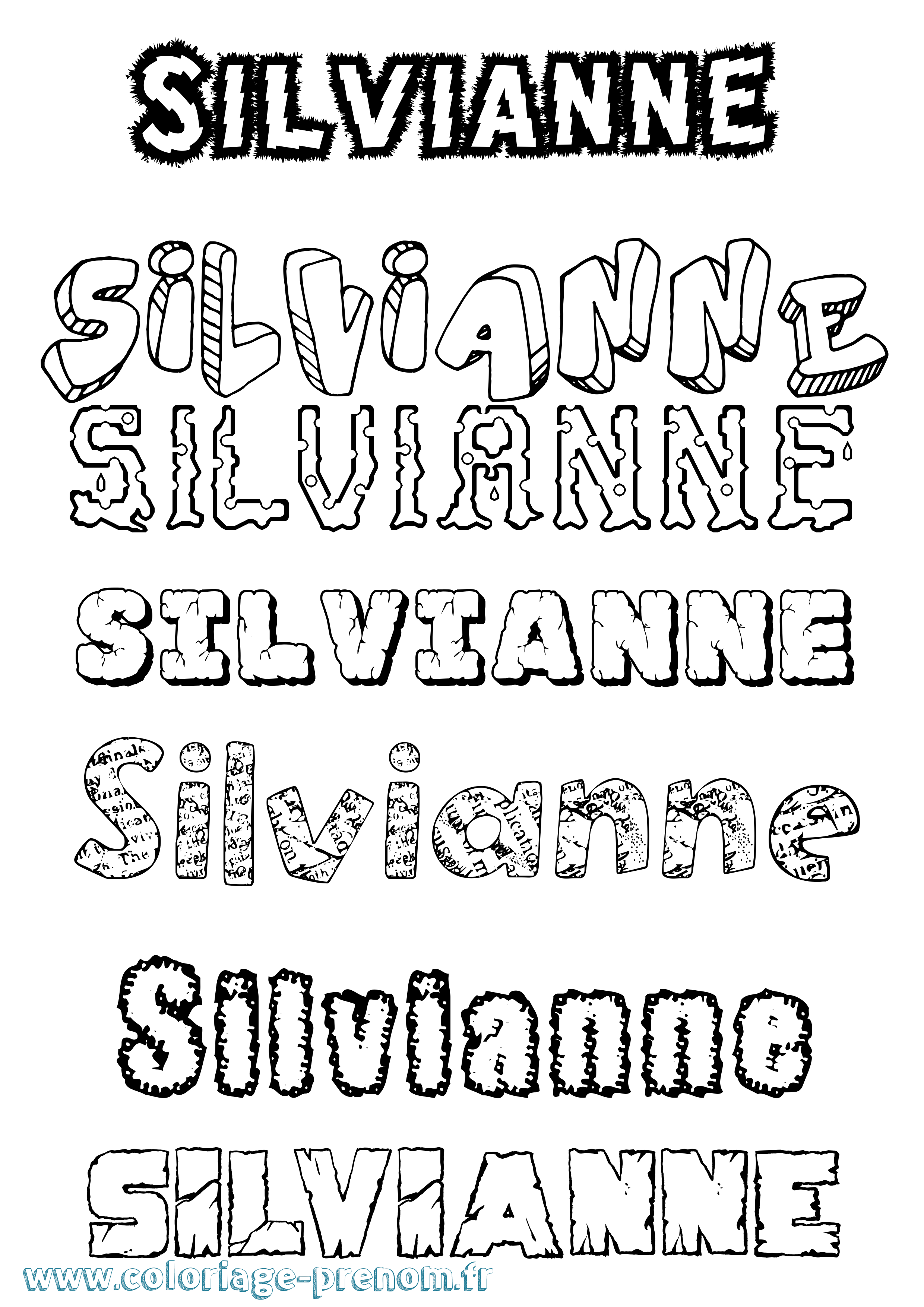 Coloriage prénom Silvianne Destructuré