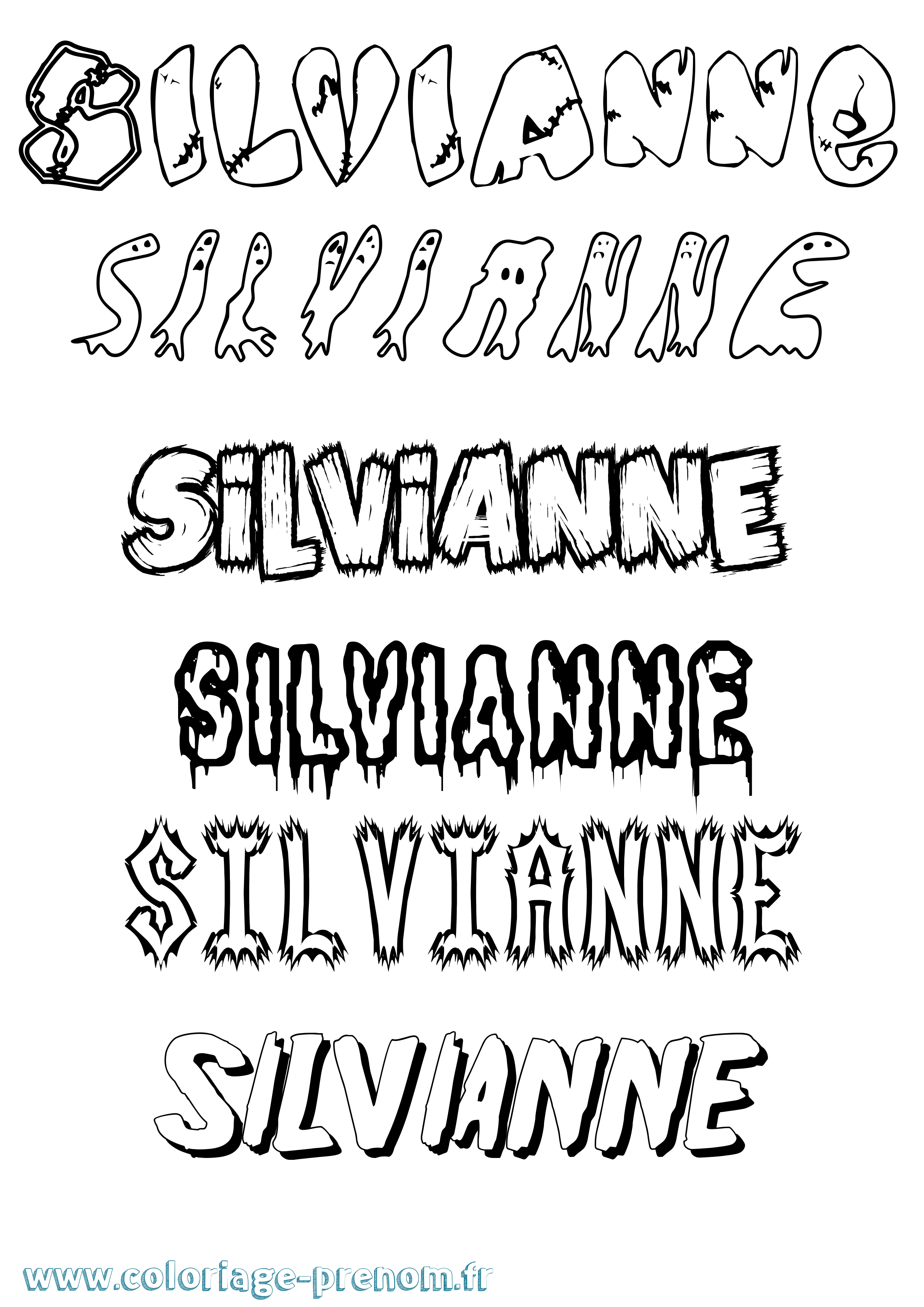 Coloriage prénom Silvianne Frisson