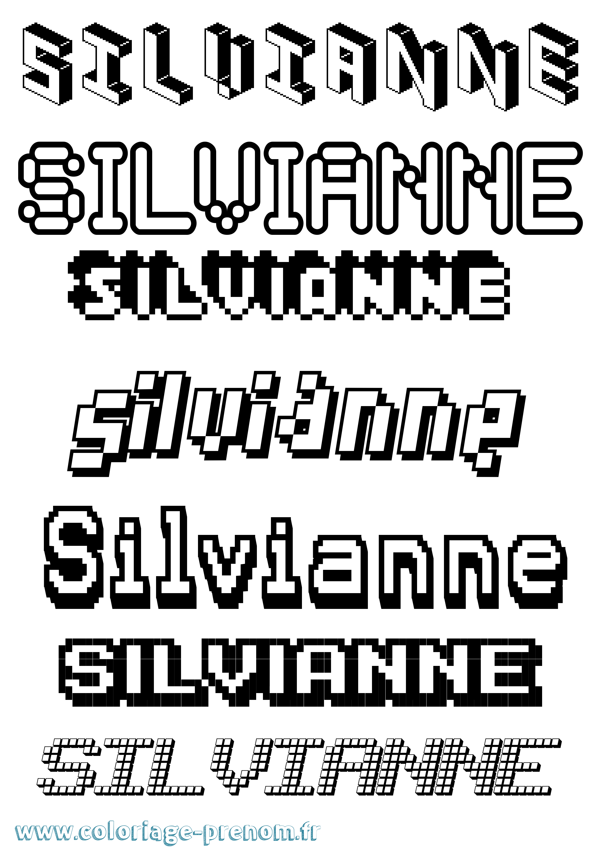 Coloriage prénom Silvianne Pixel