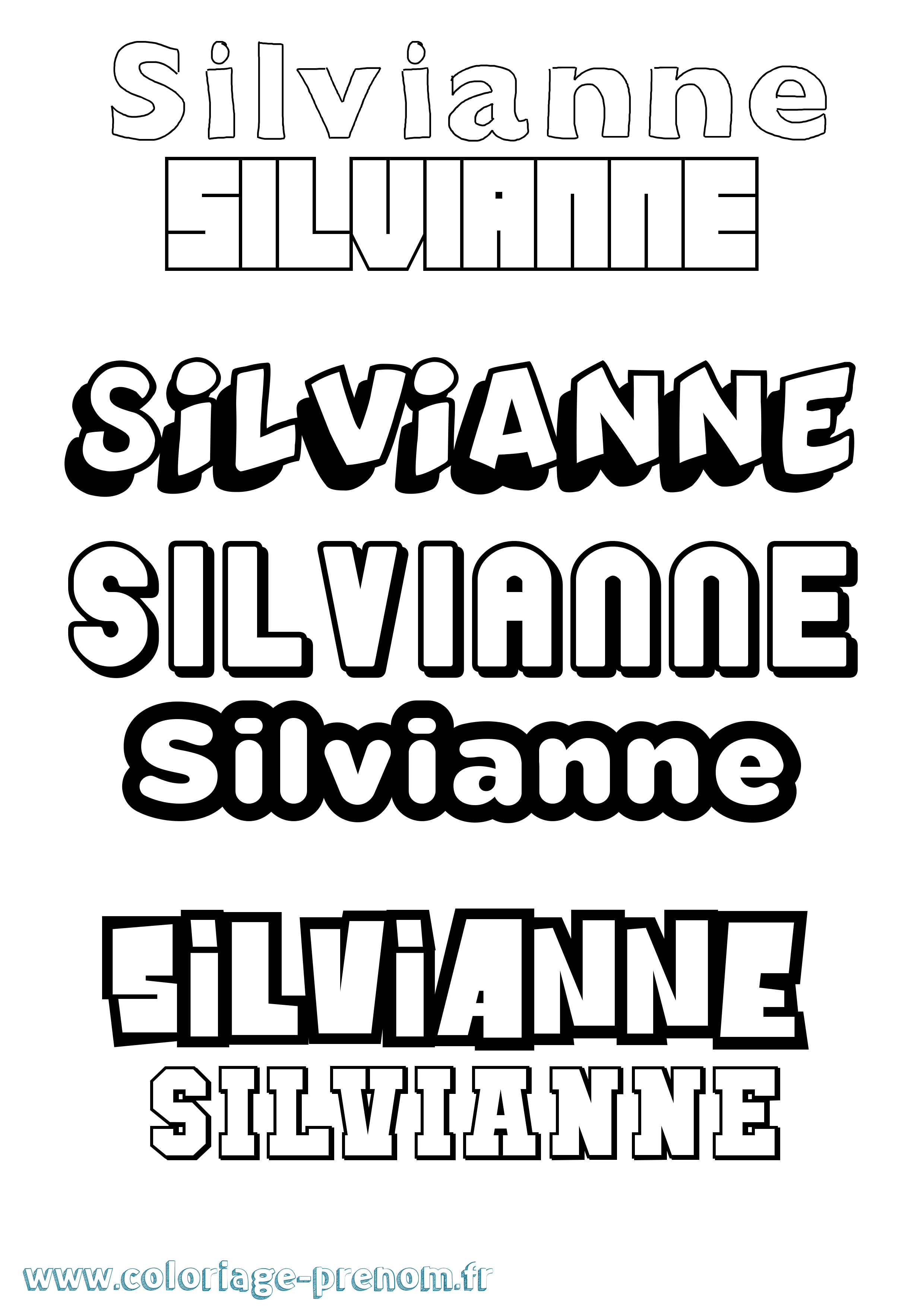 Coloriage prénom Silvianne Simple