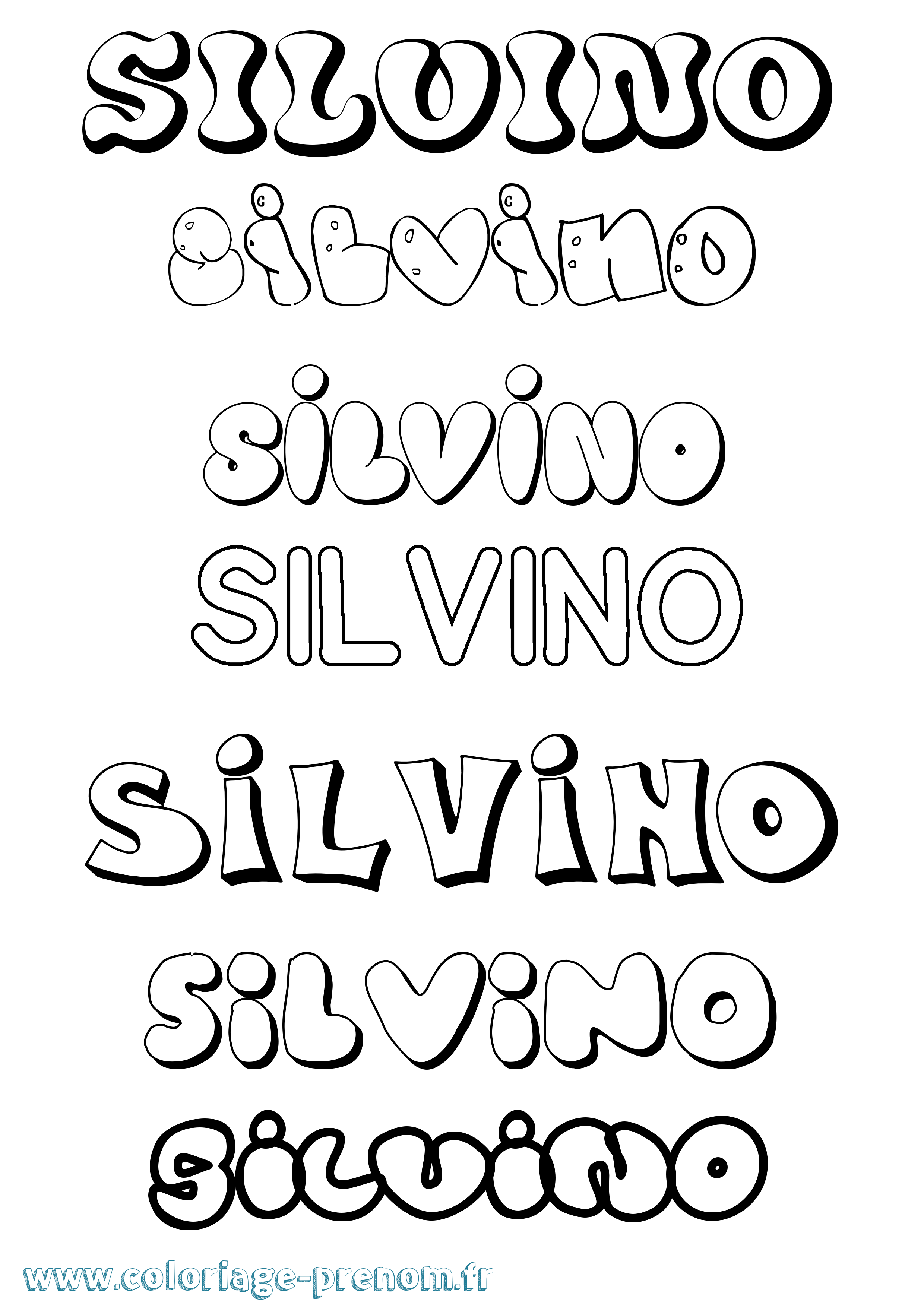 Coloriage prénom Silvino Bubble