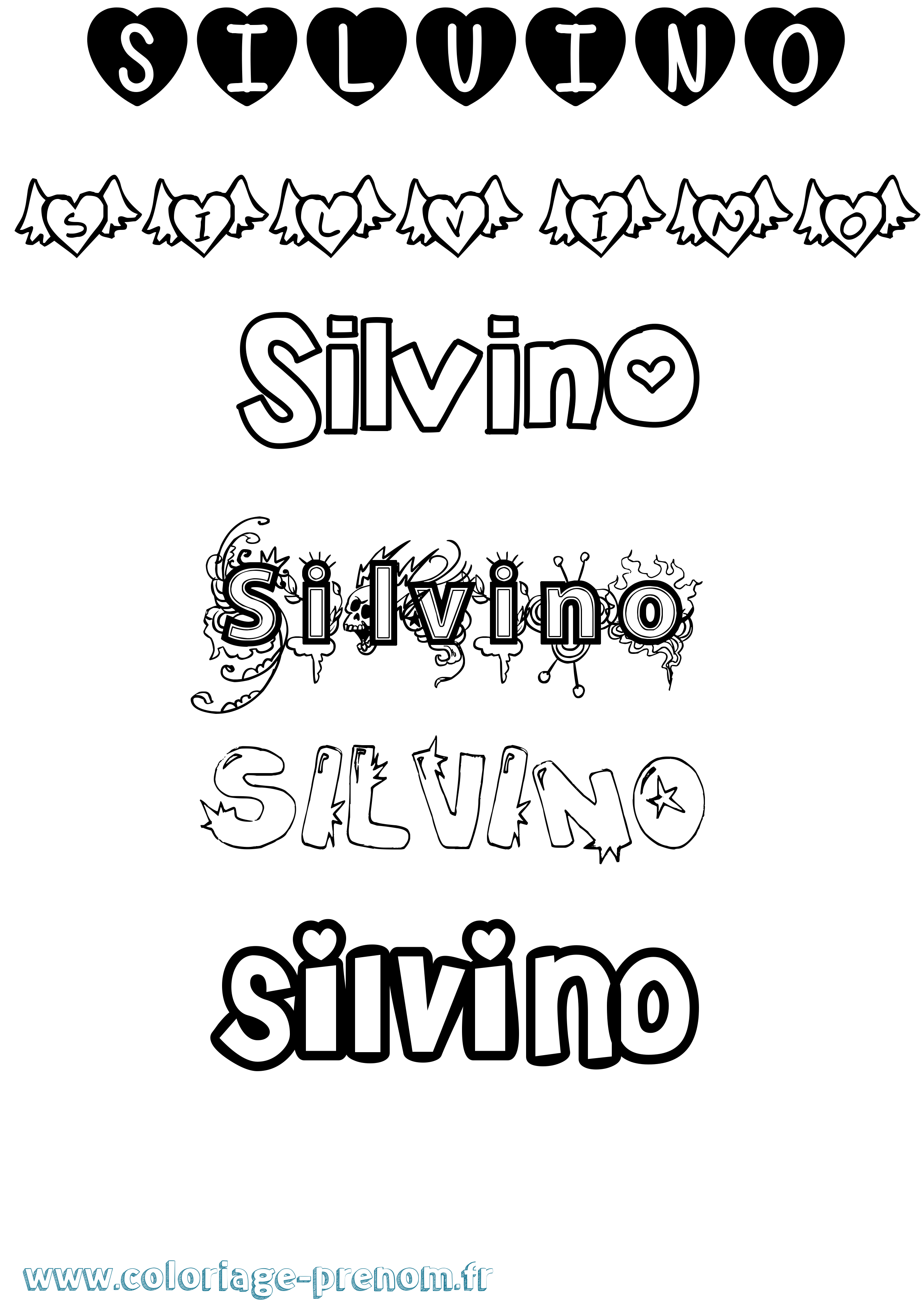 Coloriage prénom Silvino Girly