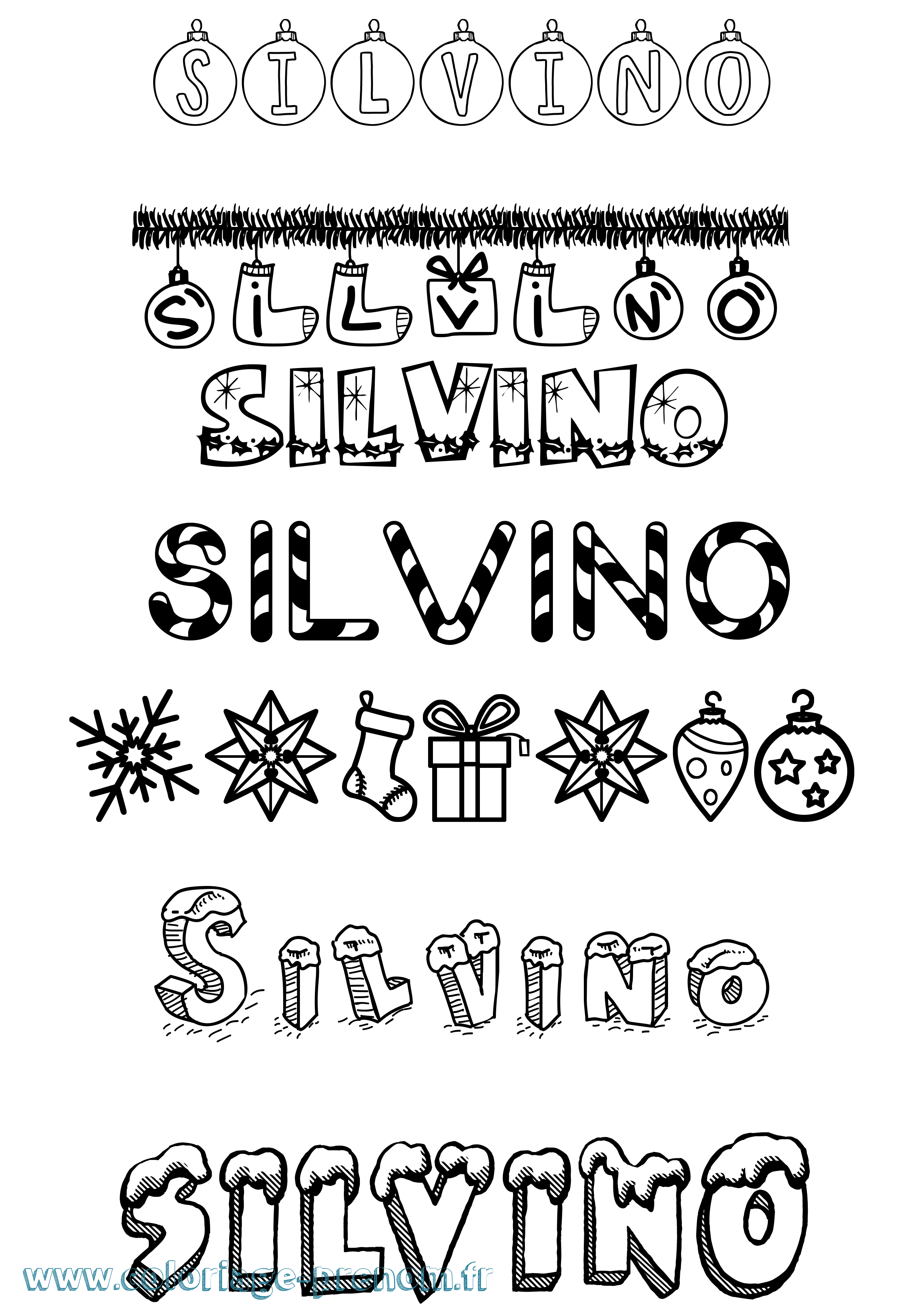 Coloriage prénom Silvino Noël