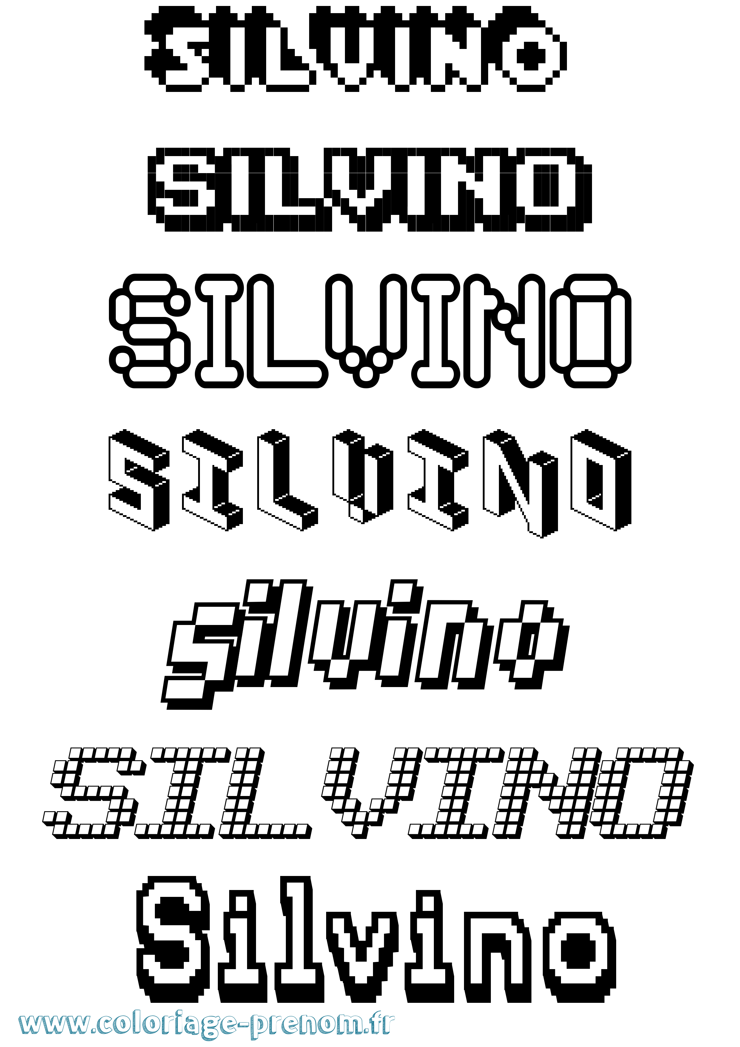 Coloriage prénom Silvino Pixel