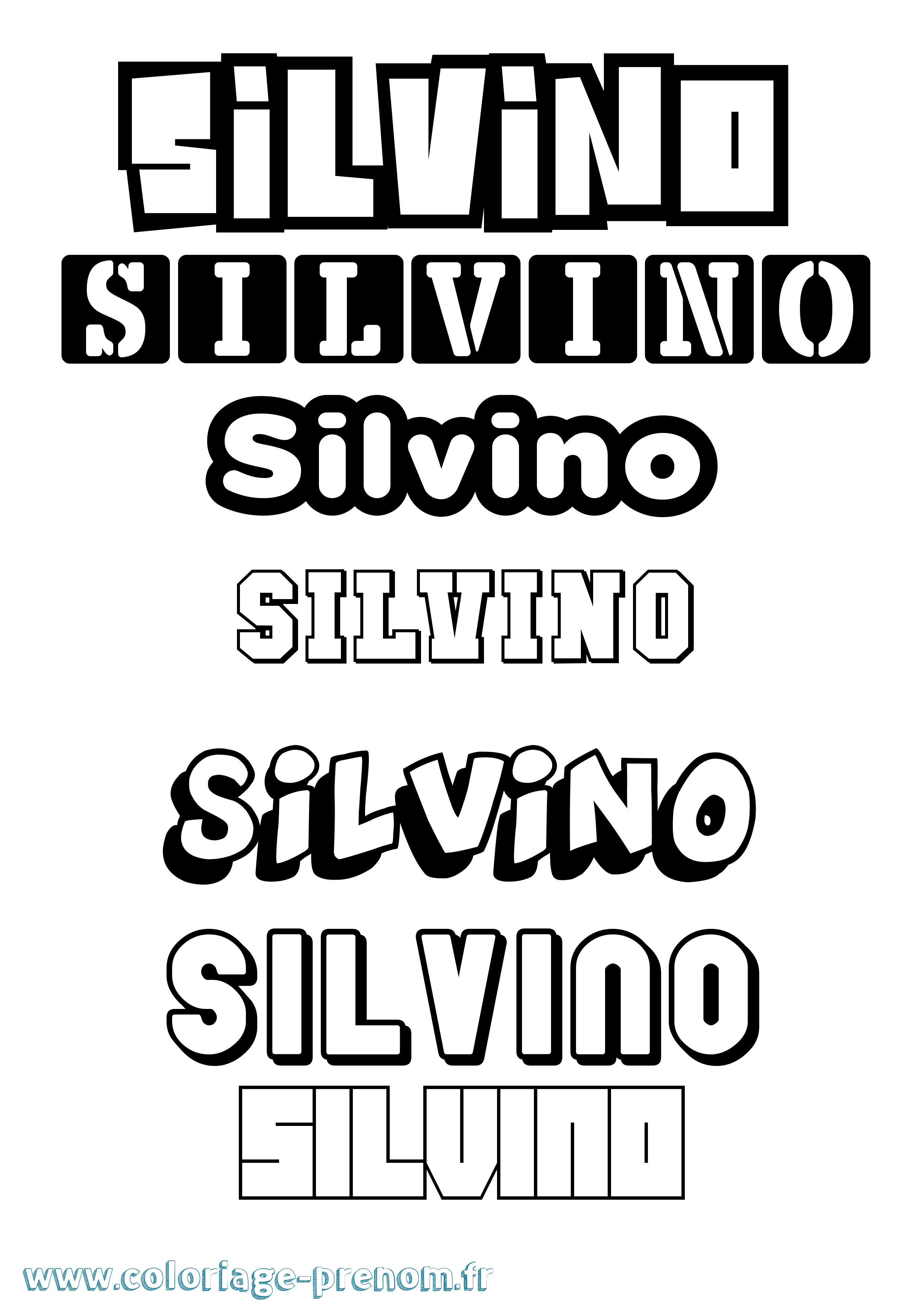 Coloriage prénom Silvino Simple
