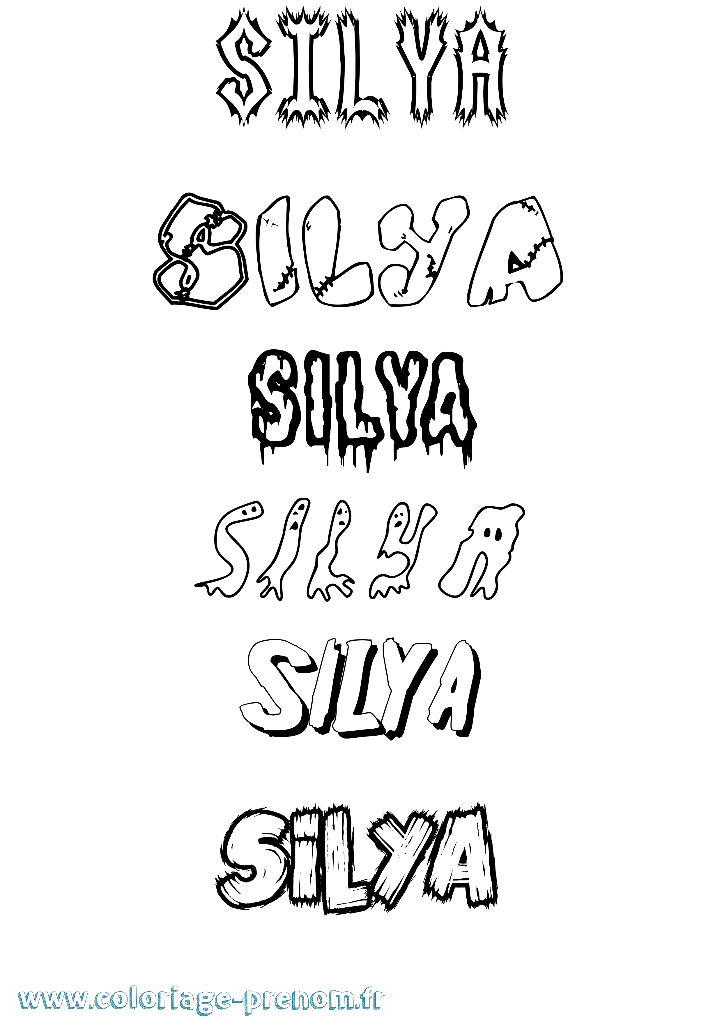 Coloriage prénom Silya Frisson