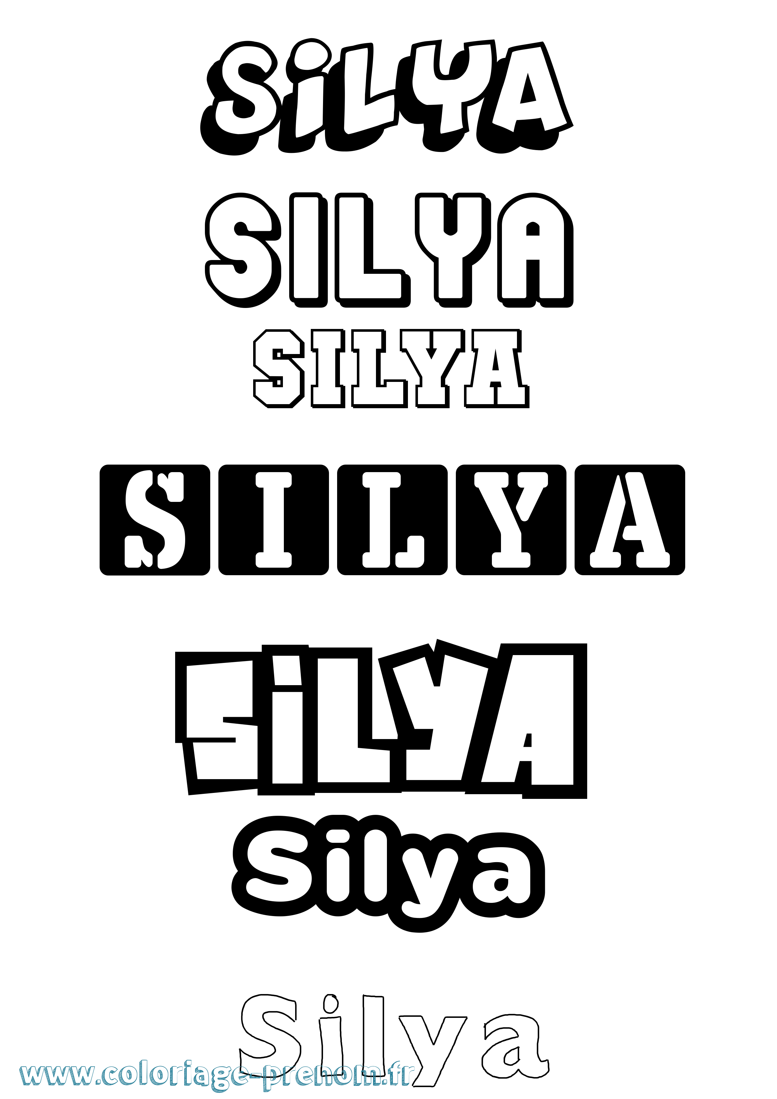 Coloriage prénom Silya Simple
