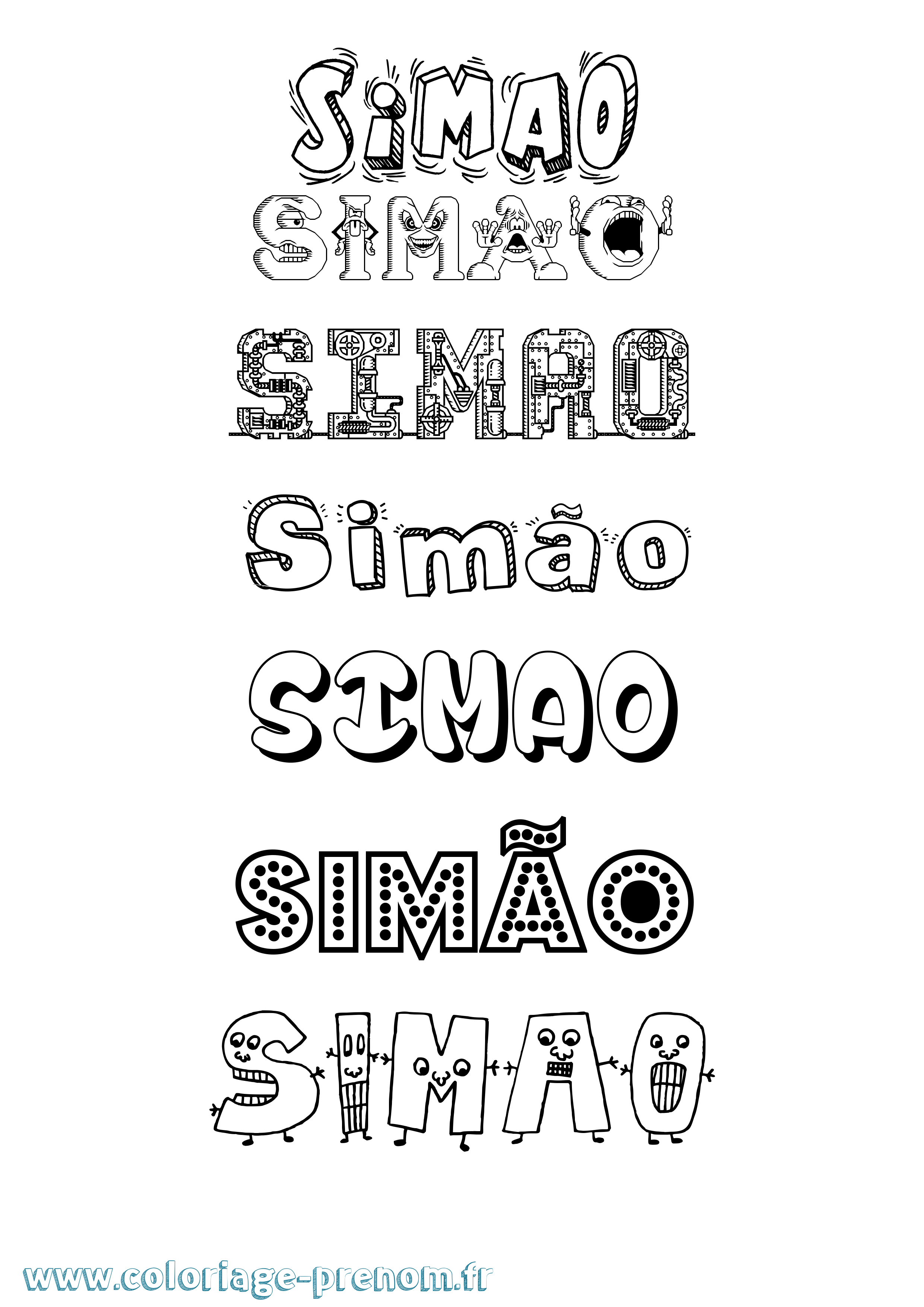 Coloriage prénom Simão Fun