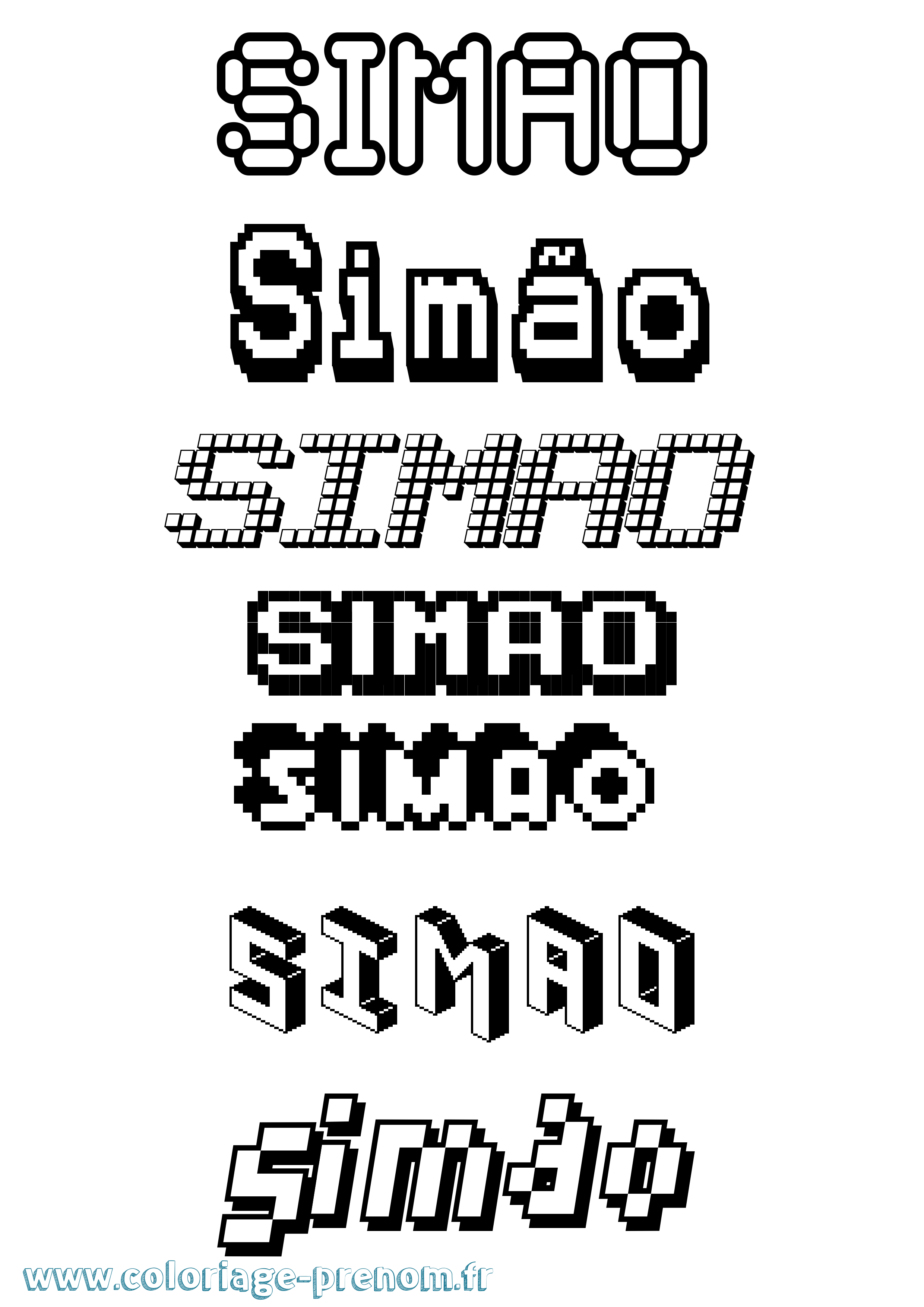 Coloriage prénom Simão Pixel