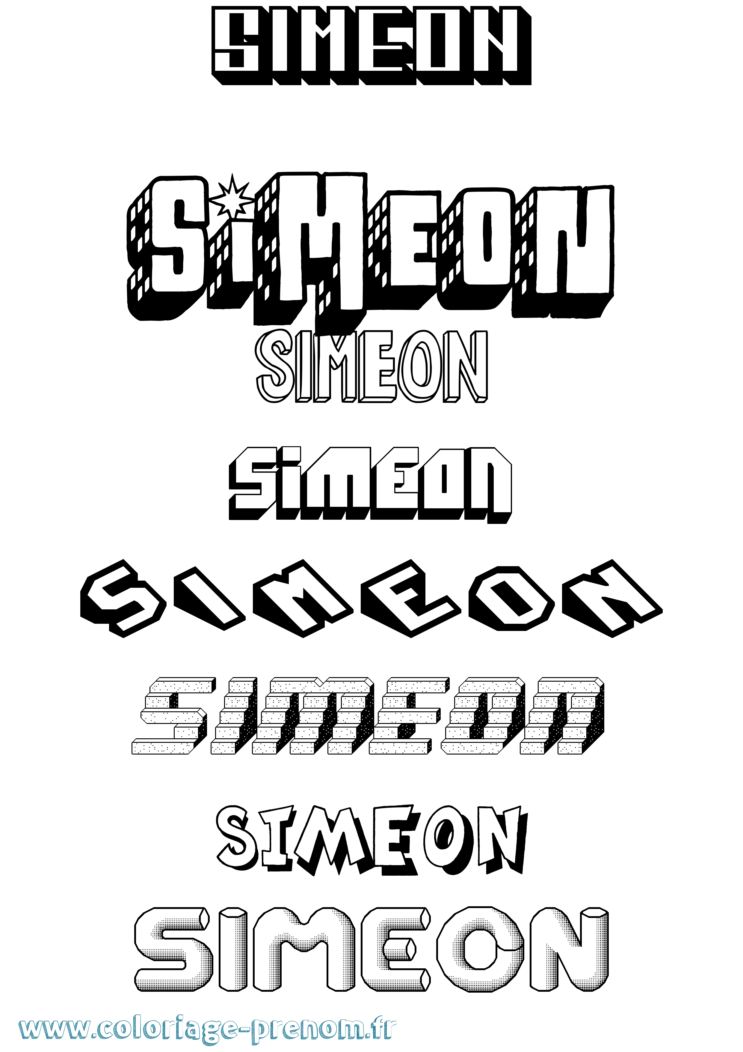 Coloriage Simeon Coloriage prénom Simeon
