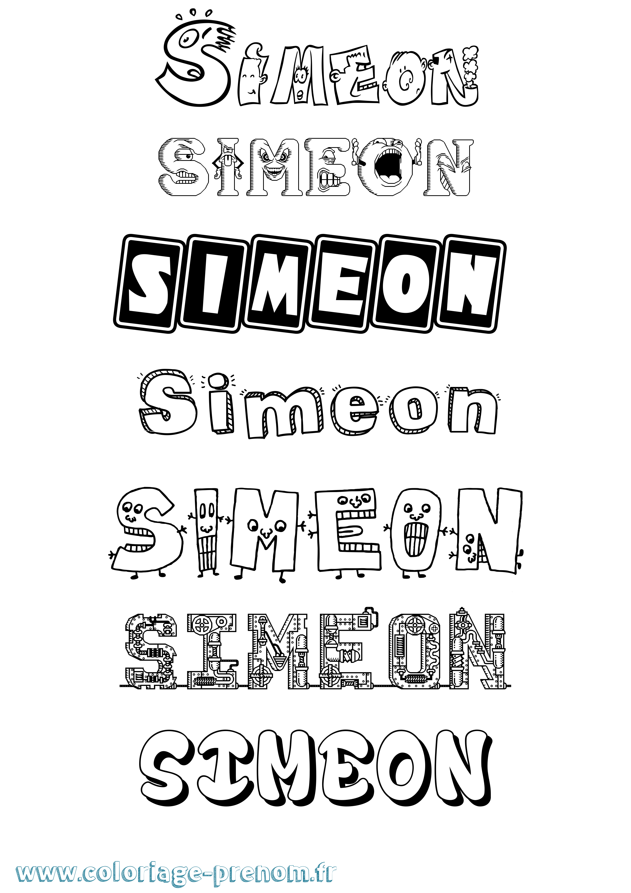 Coloriage Simeon Coloriage prénom Simeon