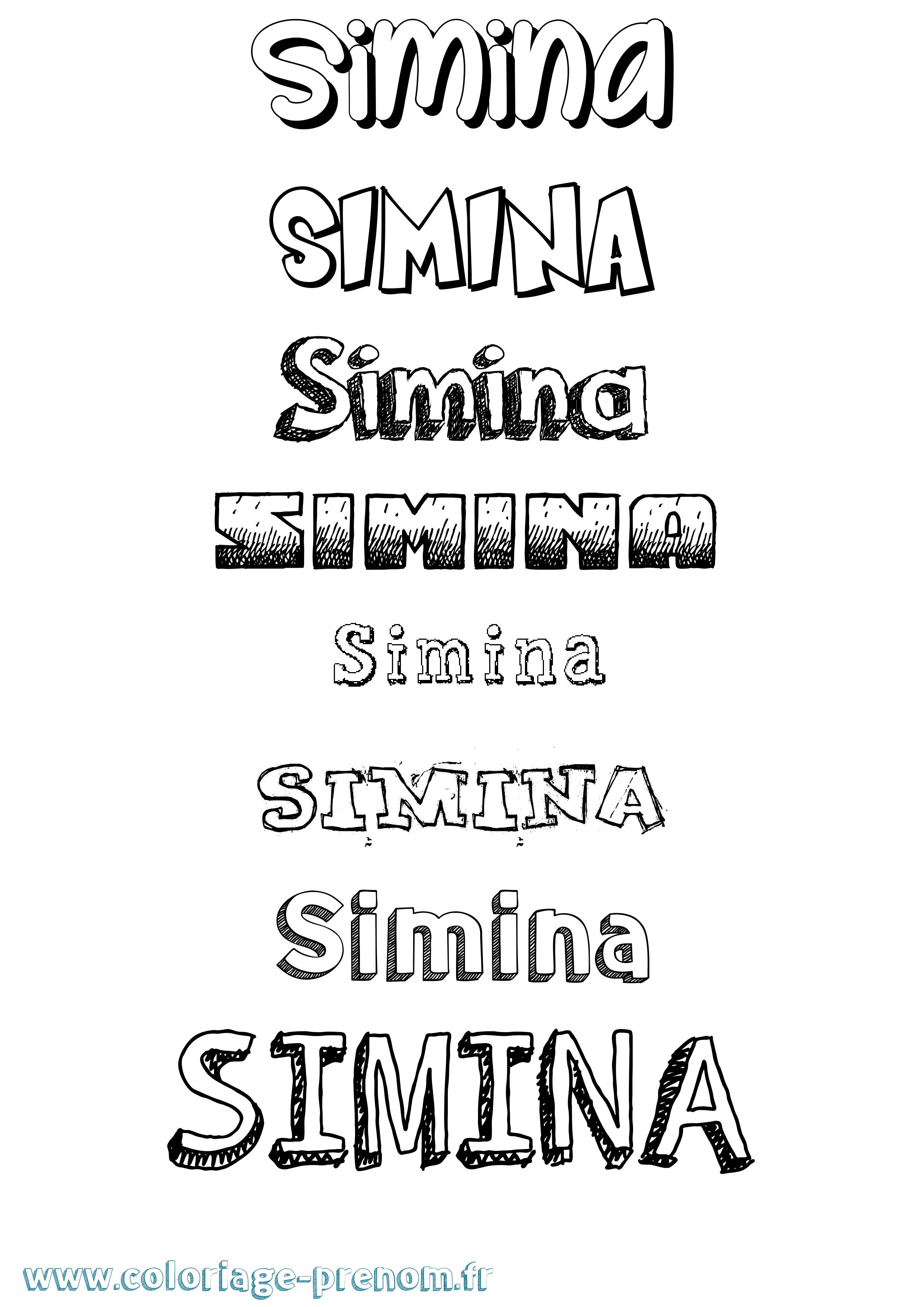 Coloriage prénom Simina Dessiné