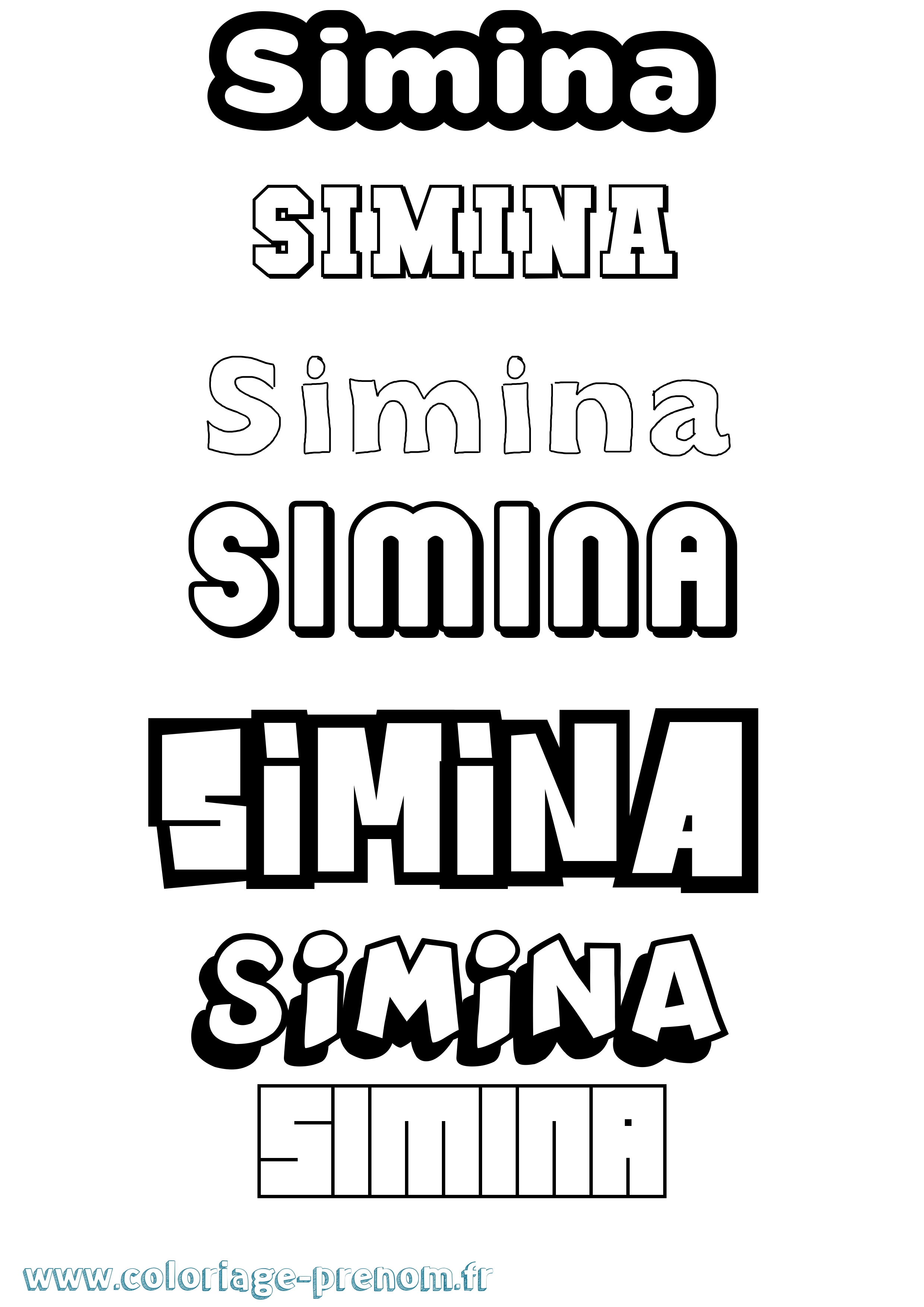 Coloriage prénom Simina Simple