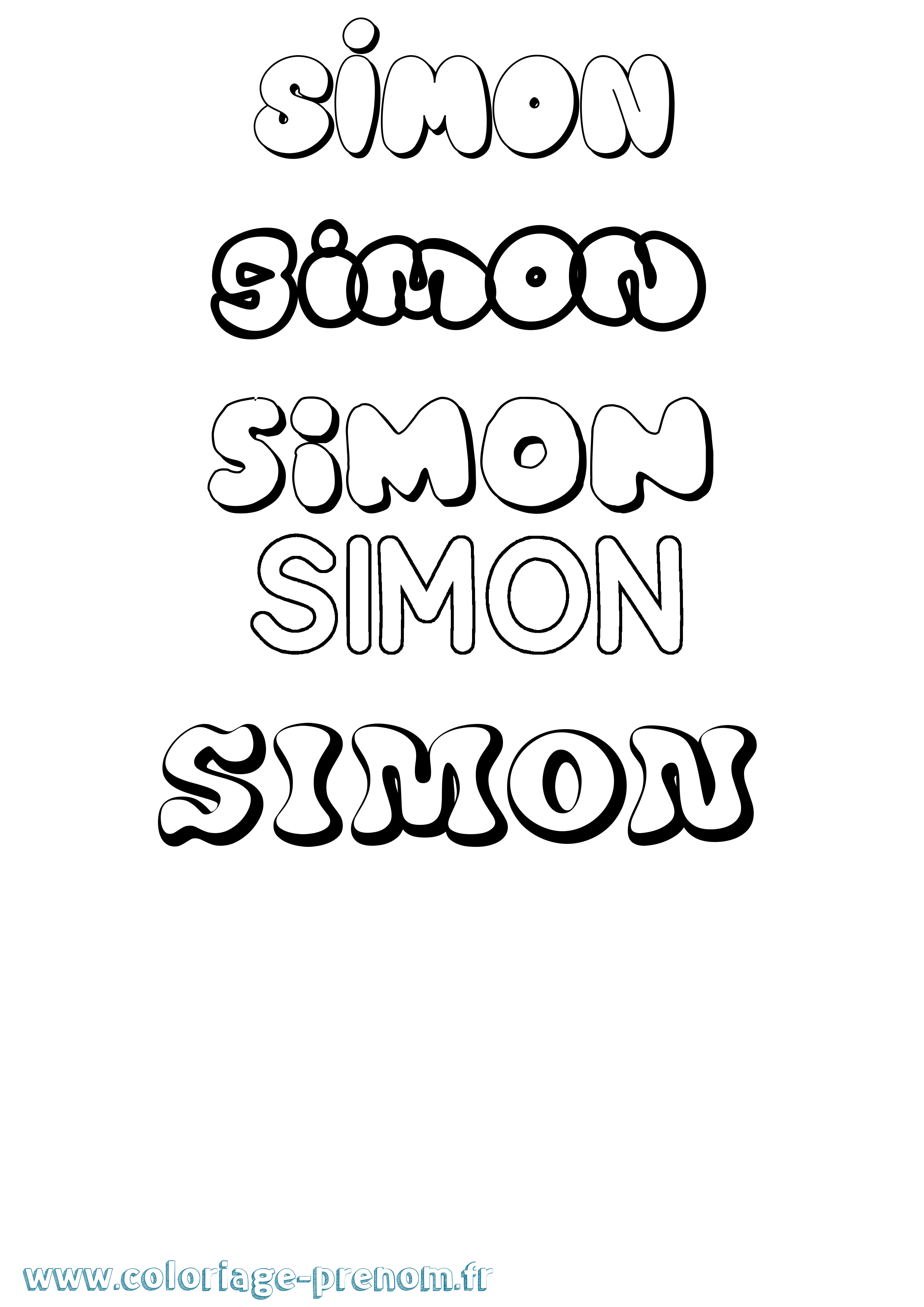 Coloriage prénom Simon Bubble