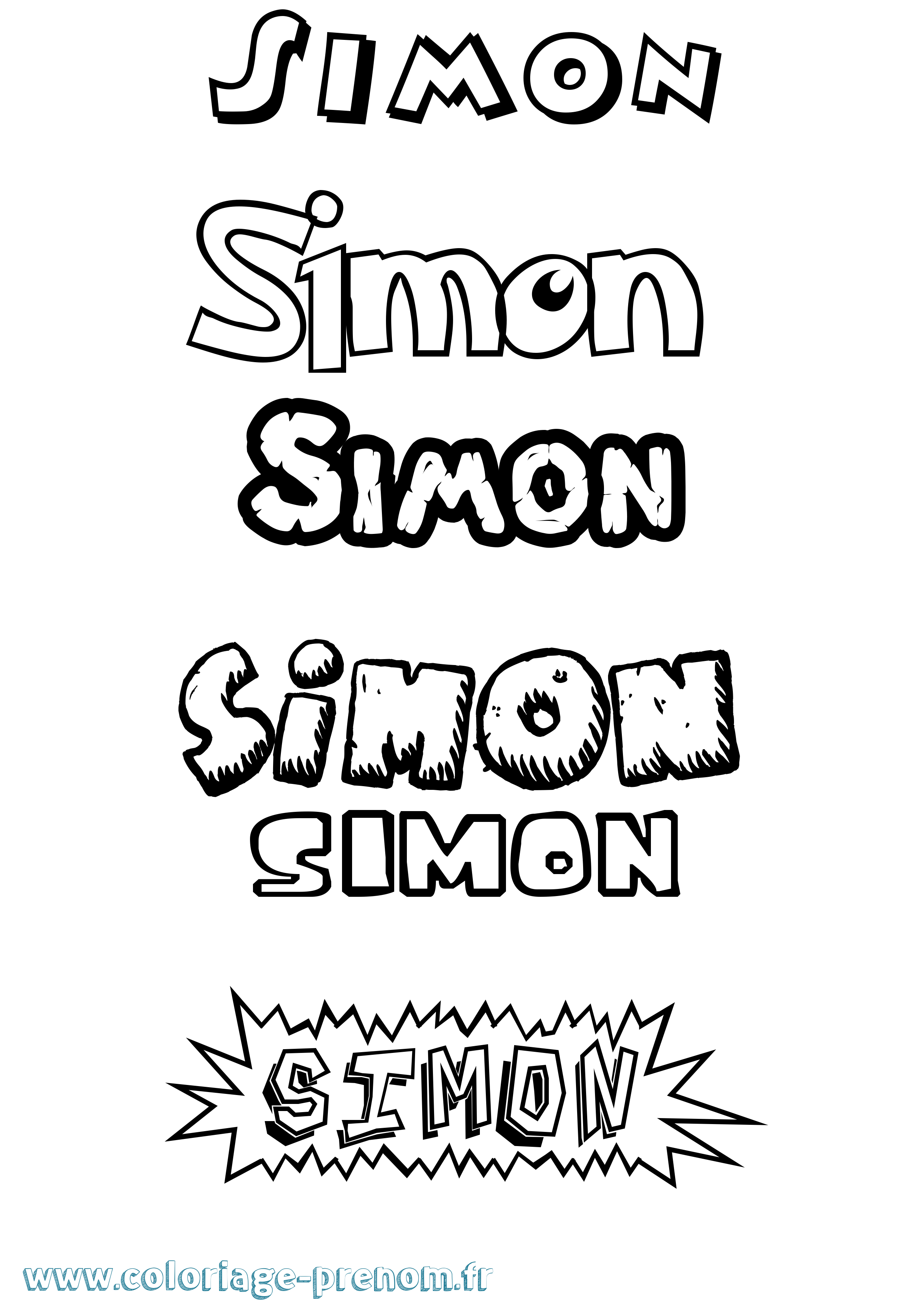 Coloriage prénom Simon Dessin Animé