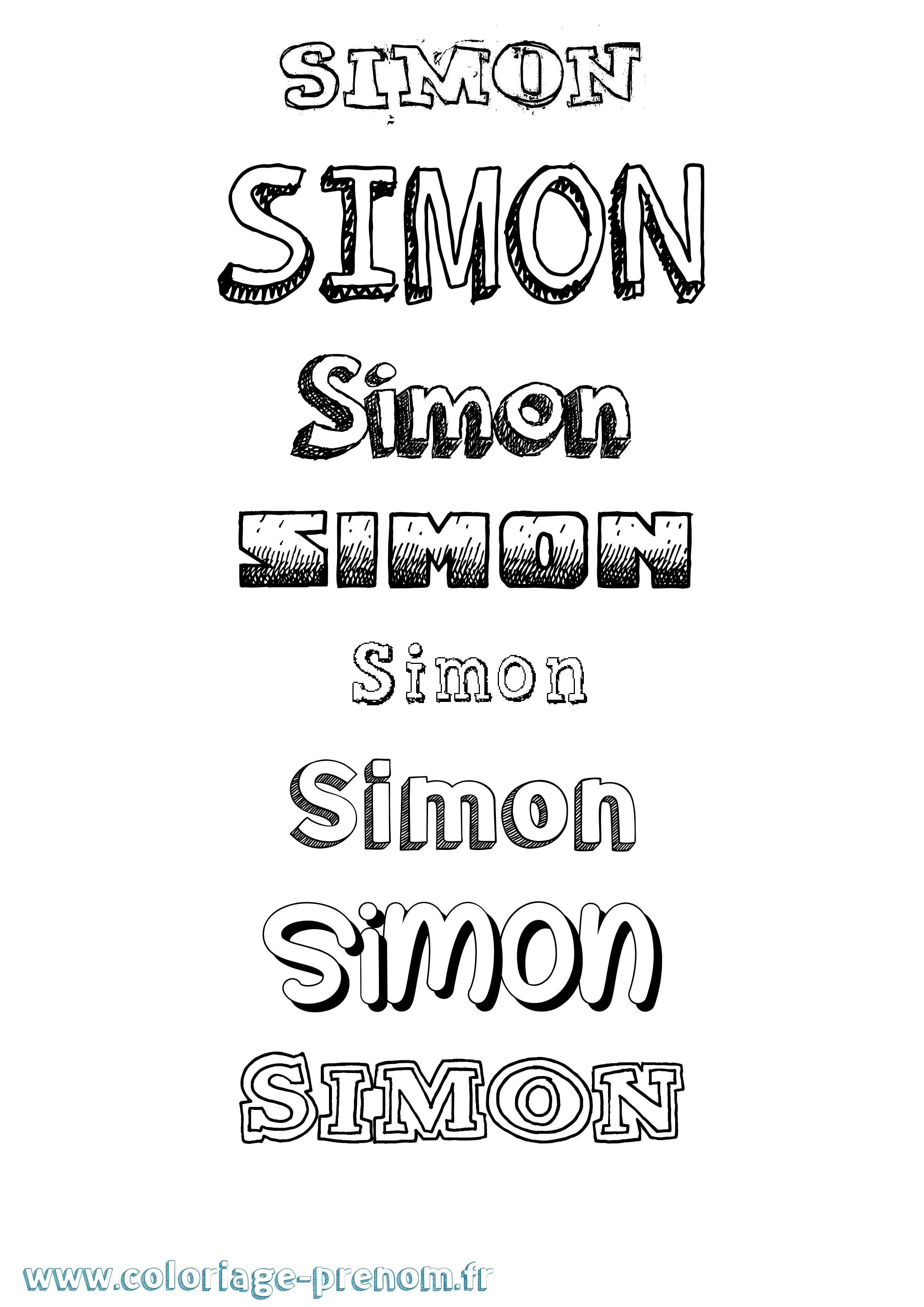 Coloriage prénom Simon Dessiné