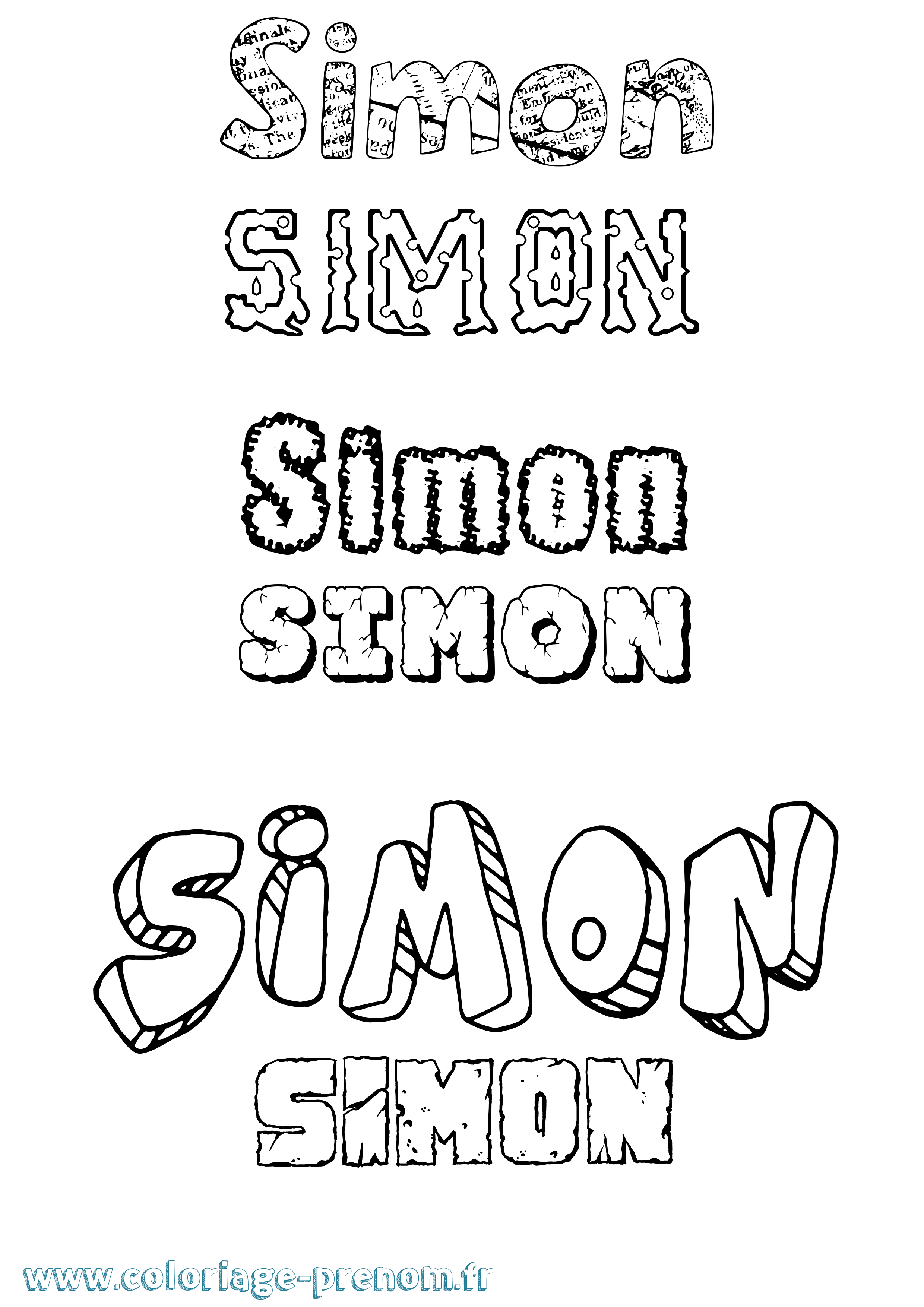 Coloriage prénom Simon Destructuré