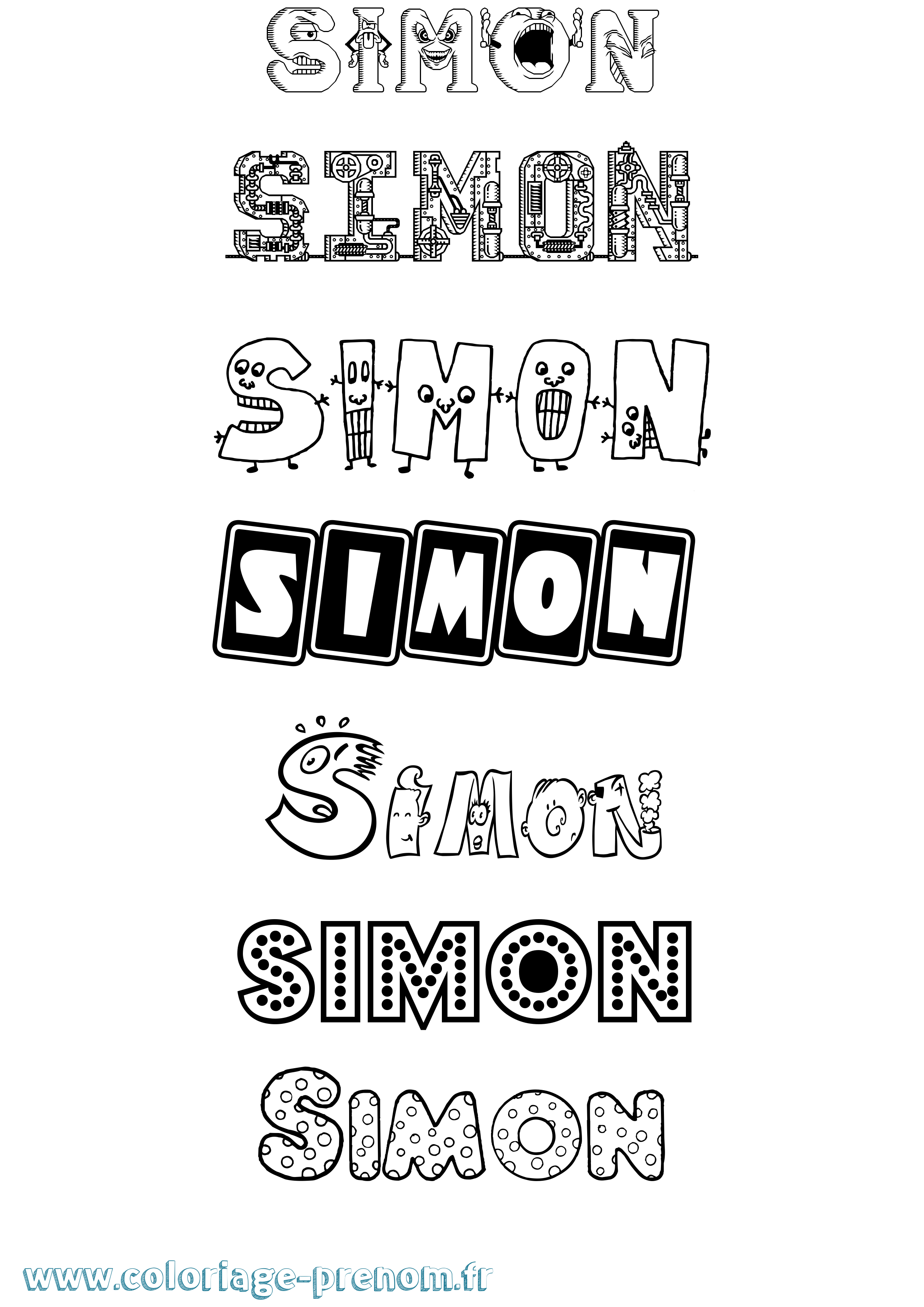 Coloriage prénom Simon Fun