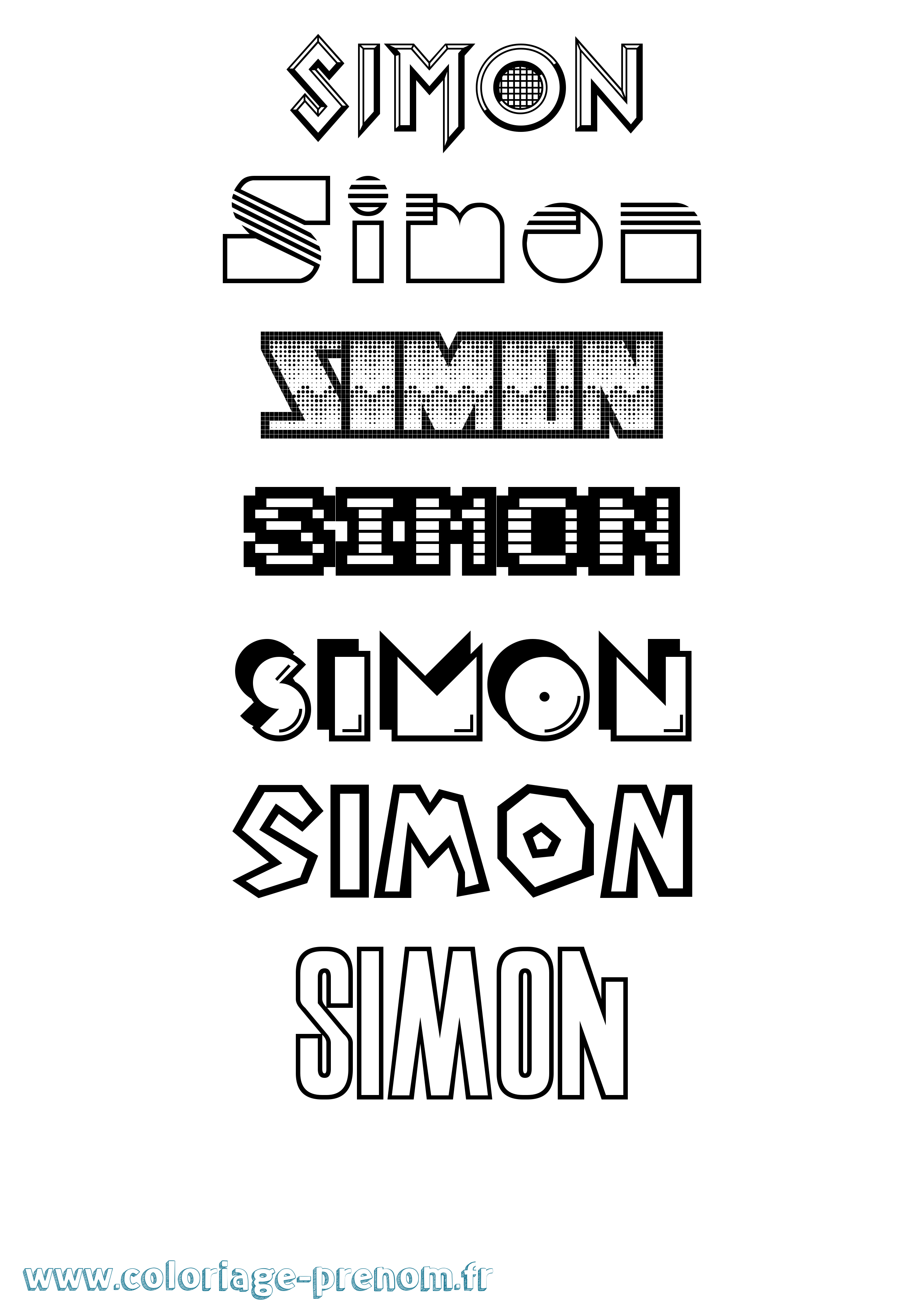 Coloriage prénom Simon Jeux Vidéos