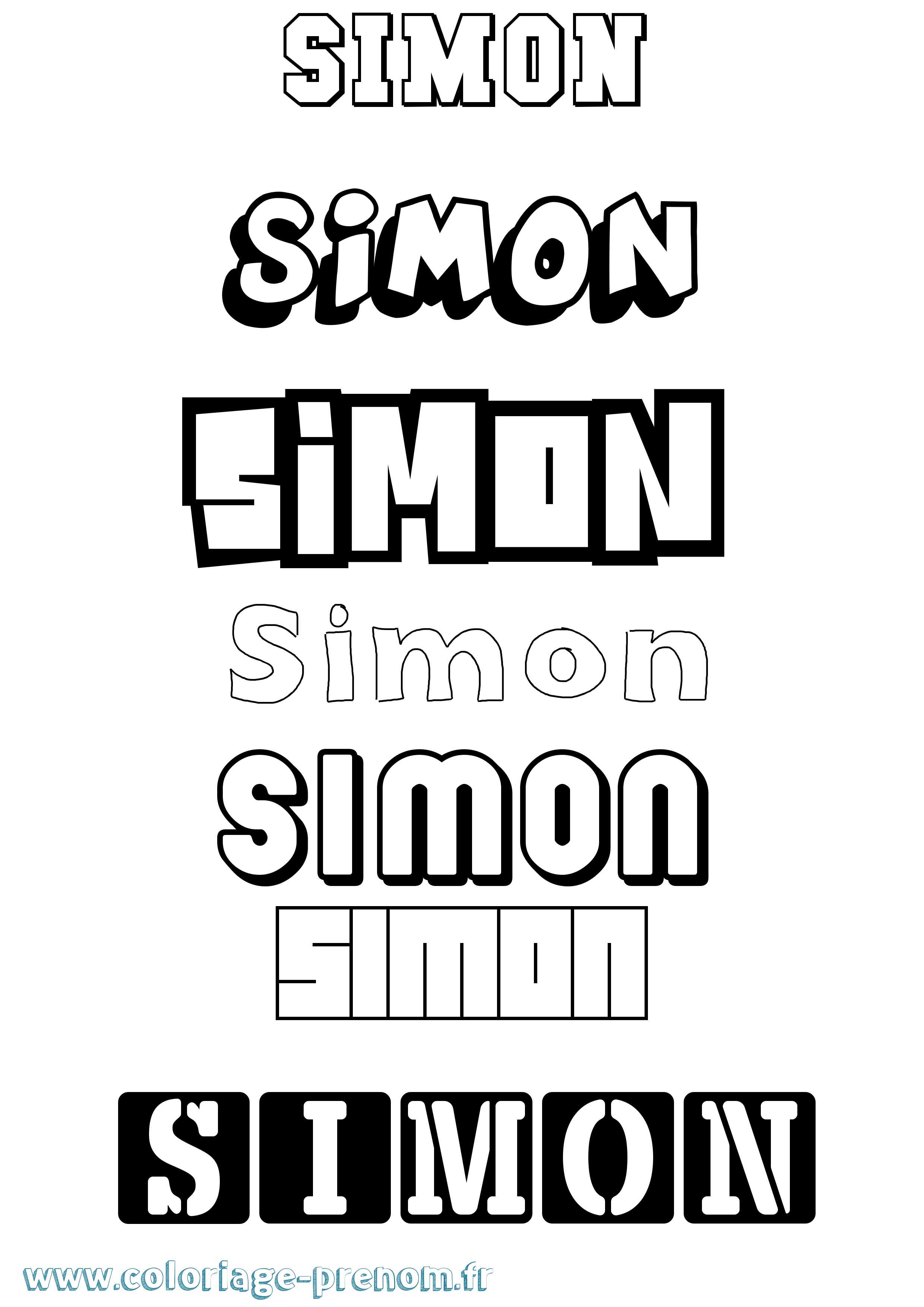 Coloriage prénom Simon Simple