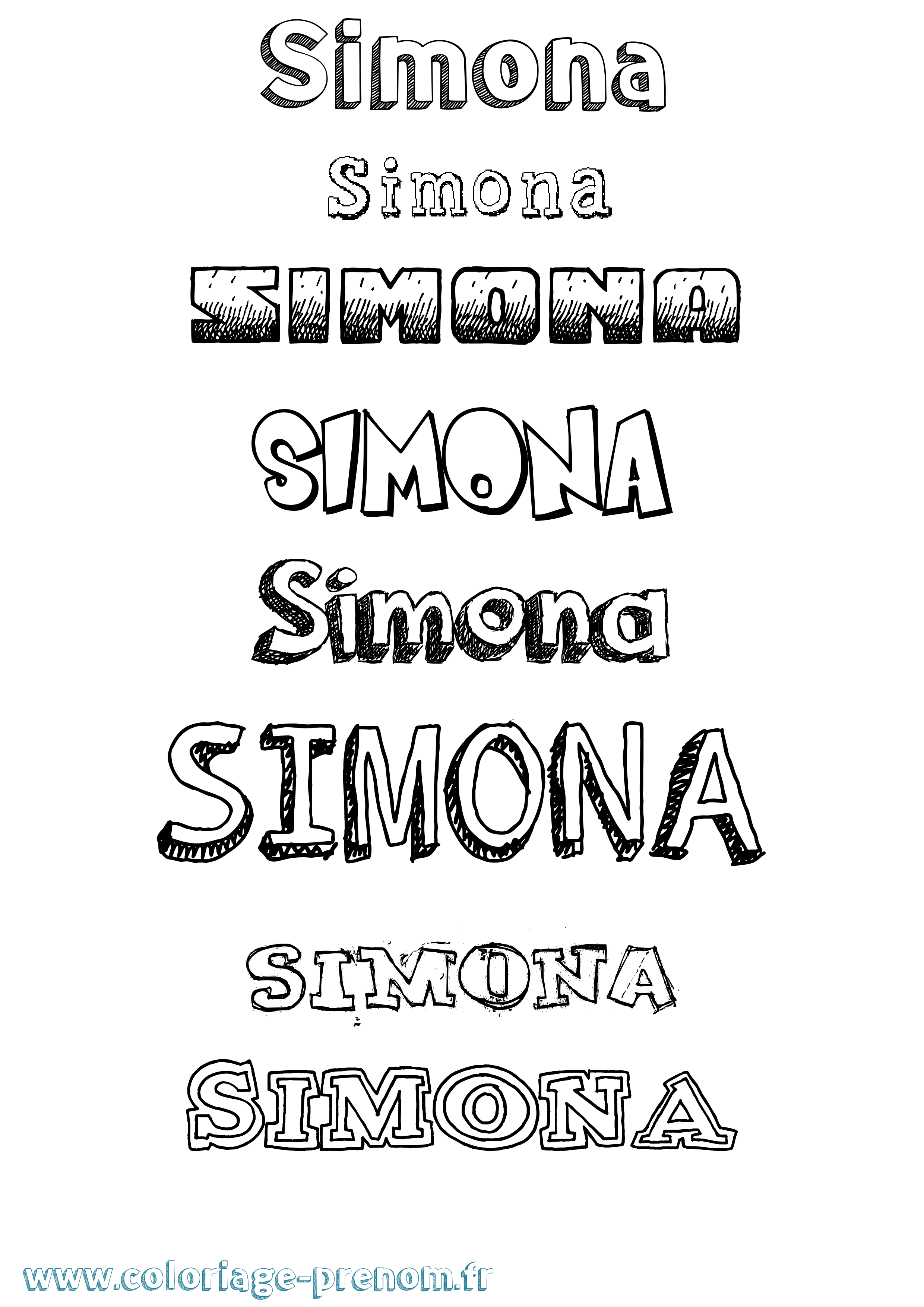 Coloriage prénom Simona Dessiné