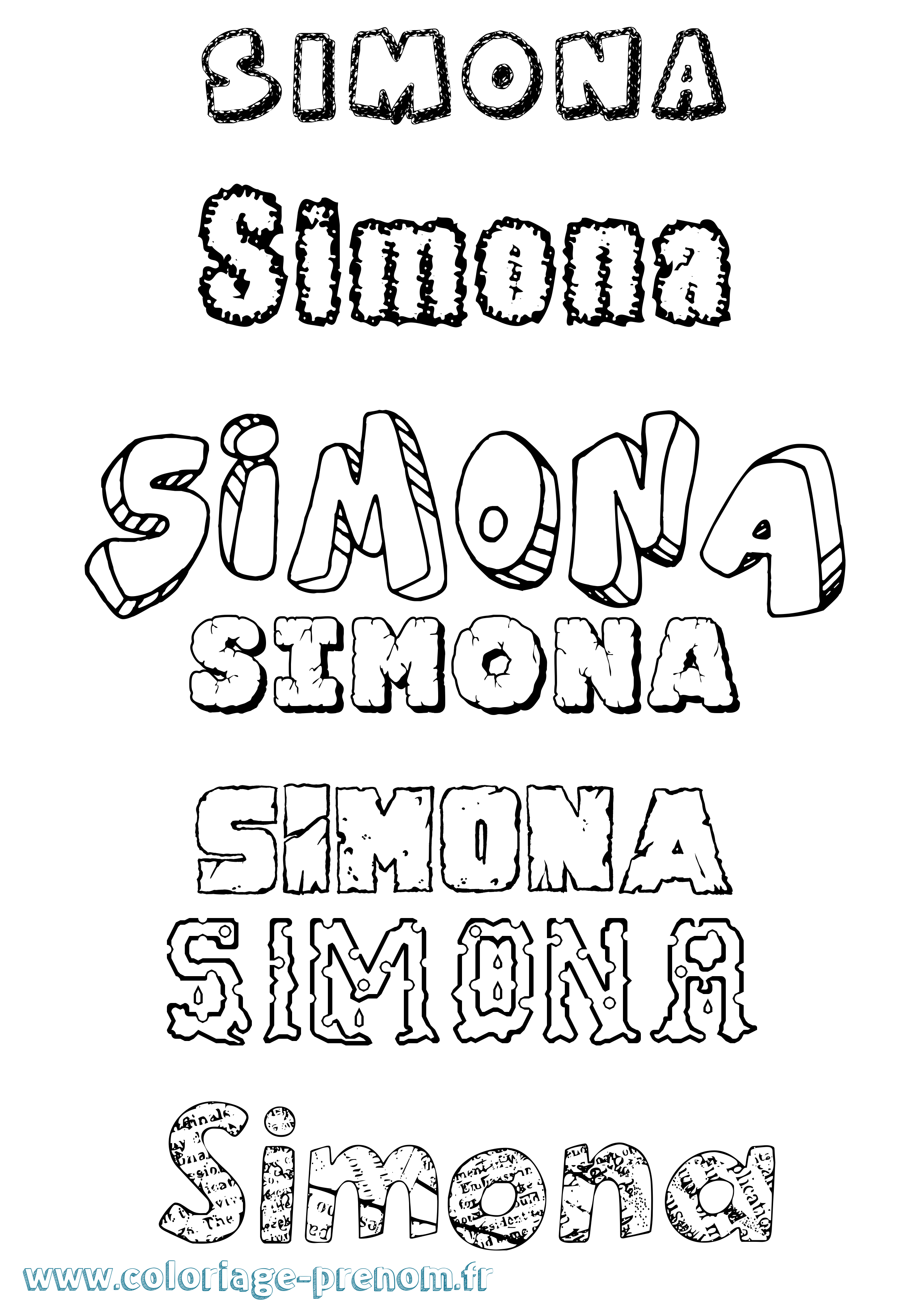 Coloriage prénom Simona Destructuré