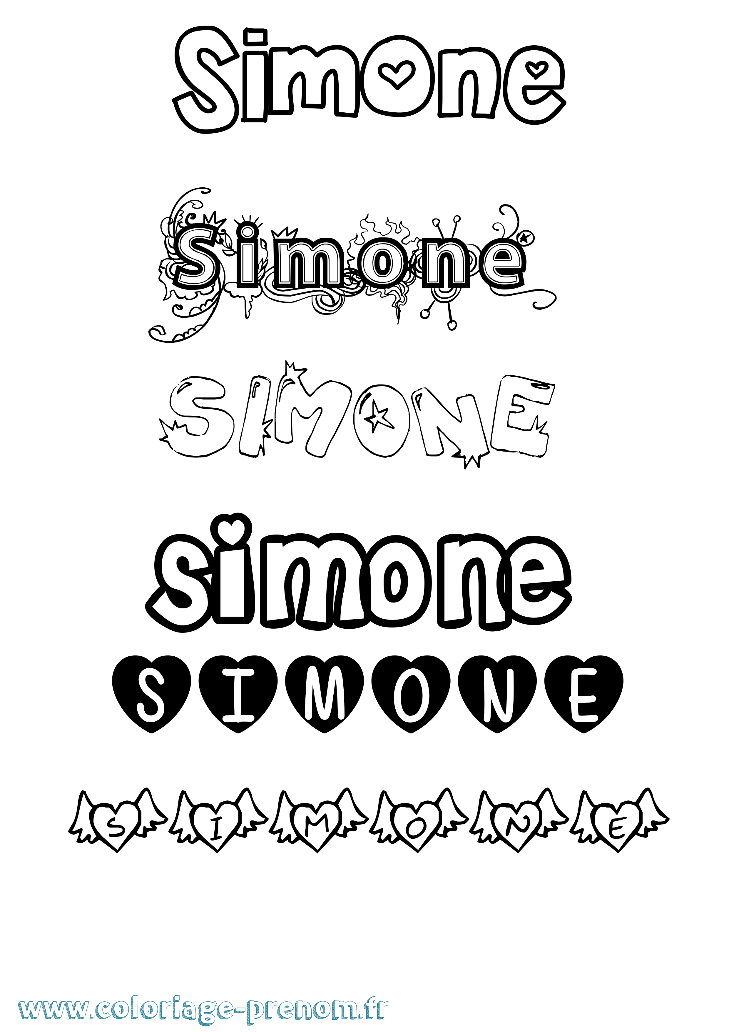 Coloriage prénom Simone