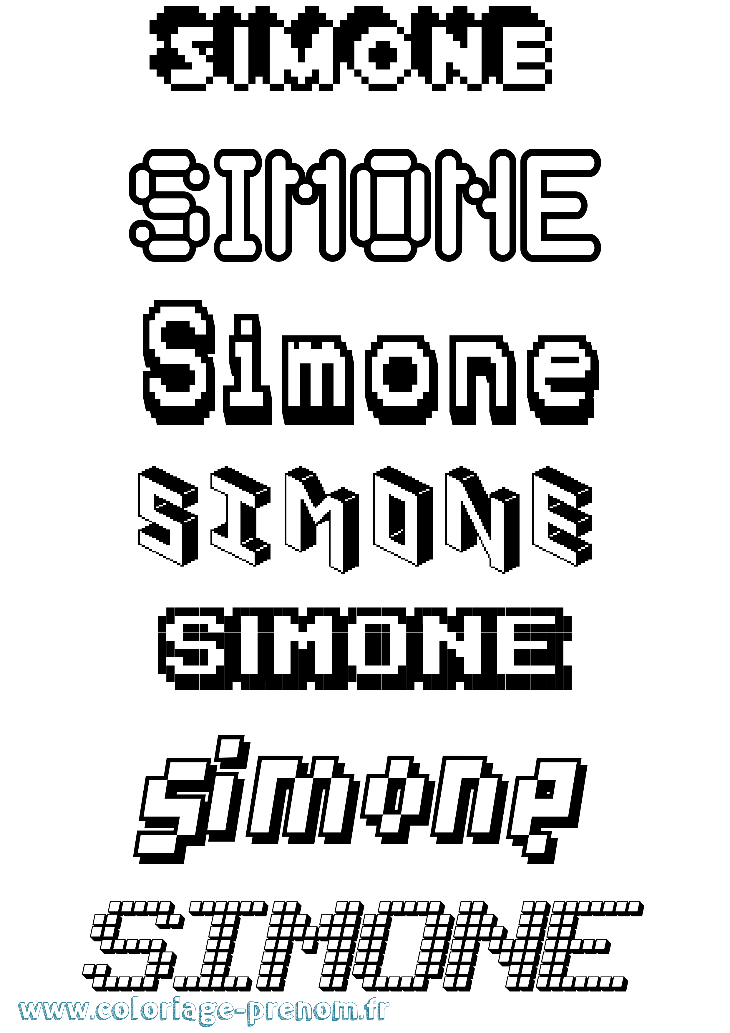 Coloriage prénom Simone