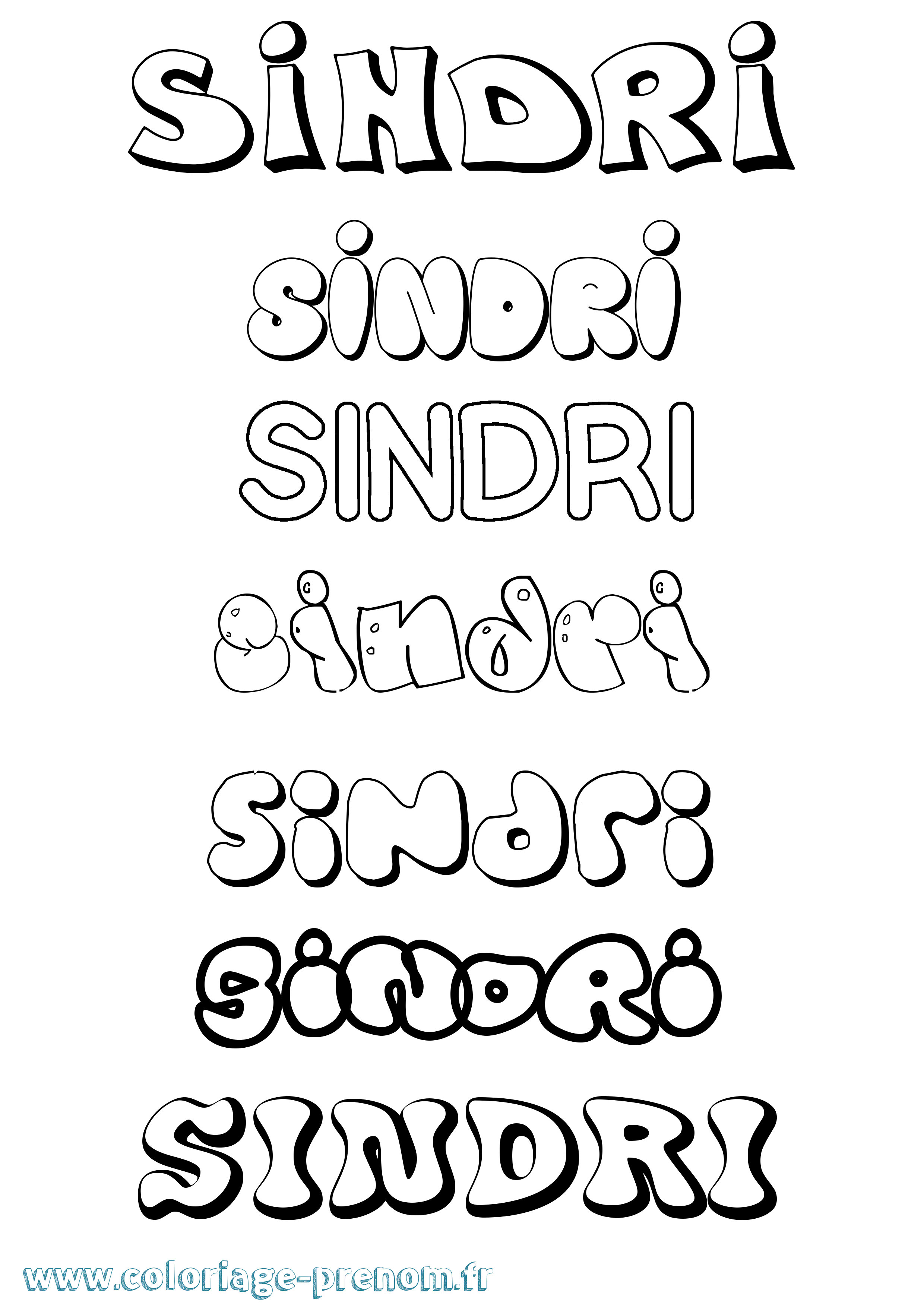 Coloriage prénom Sindri Bubble