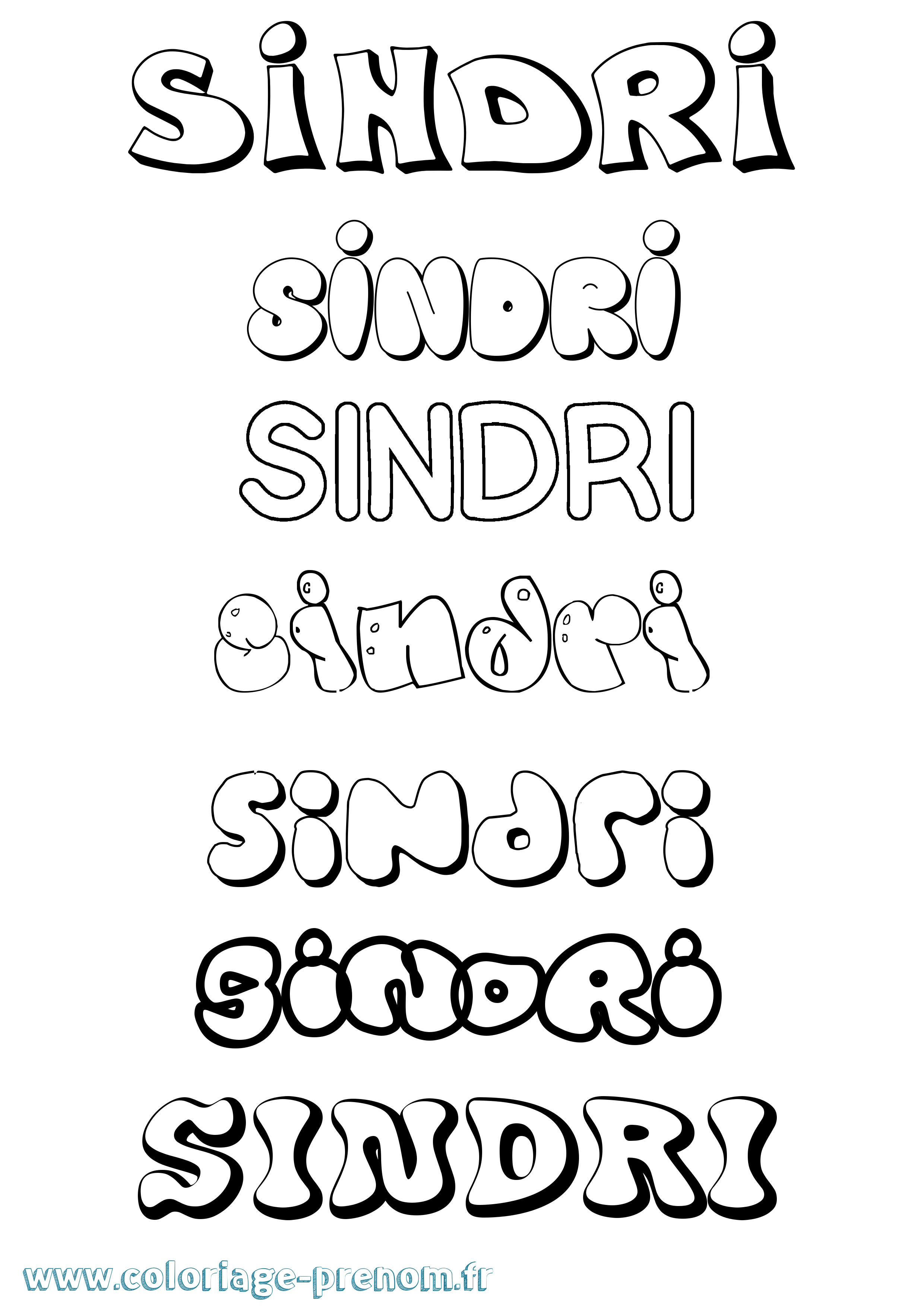 Coloriage Sindri Bubble Coloriage prénom Sindri Bubble