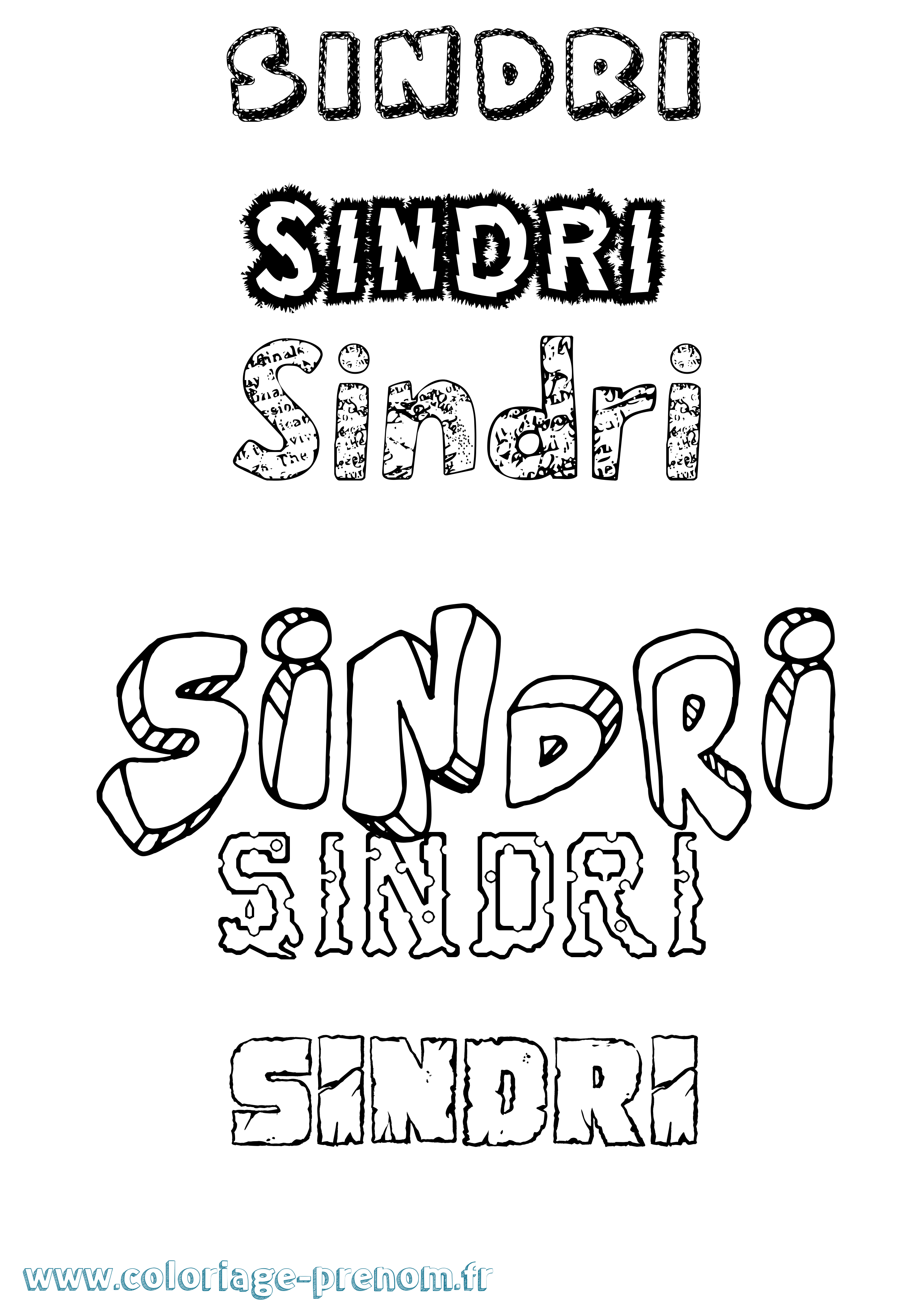 Coloriage Sindri Destructuré Coloriage prénom Sindri Destructuré