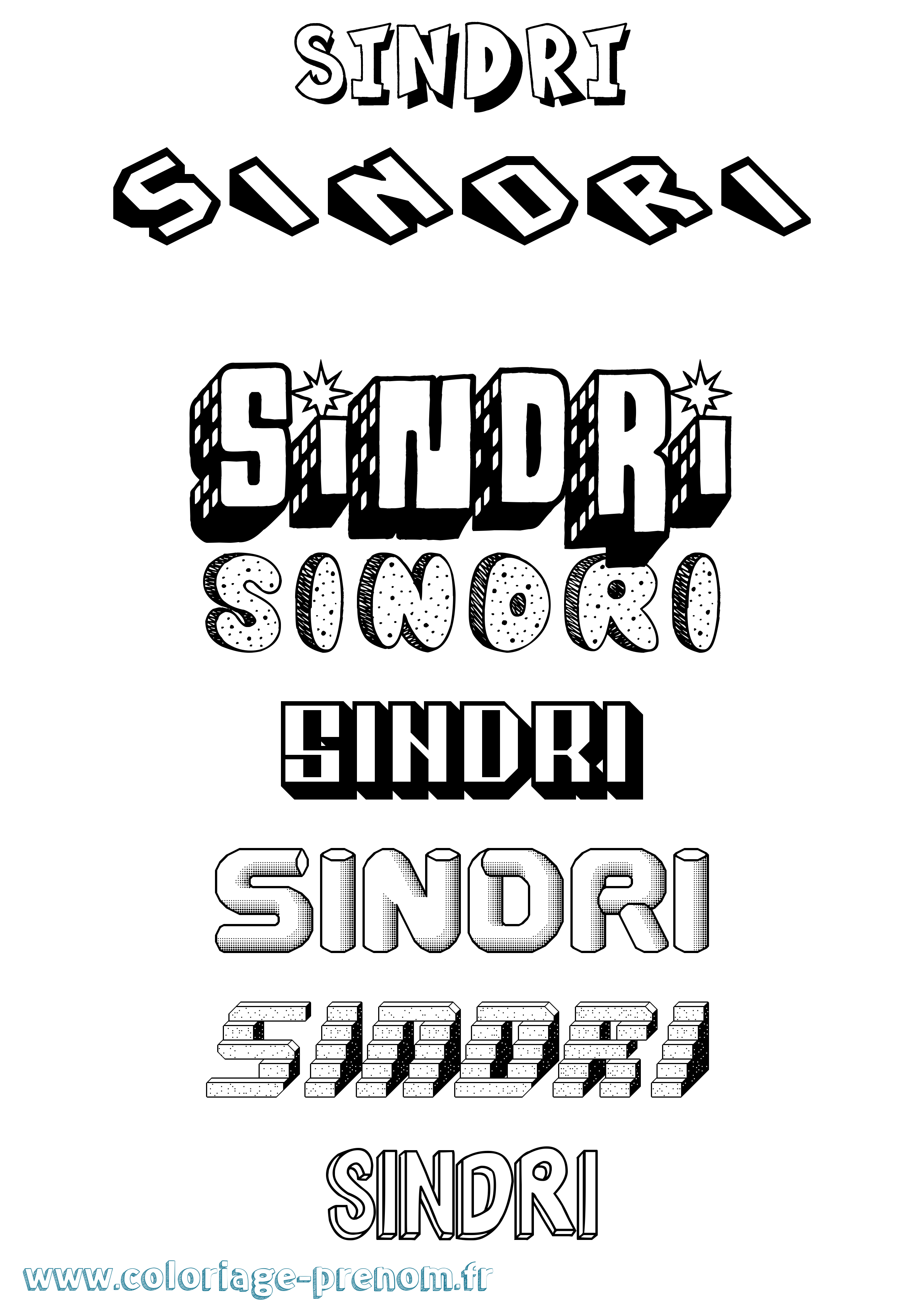 Coloriage Sindri Effet 3D Coloriage prénom Sindri Effet 3D