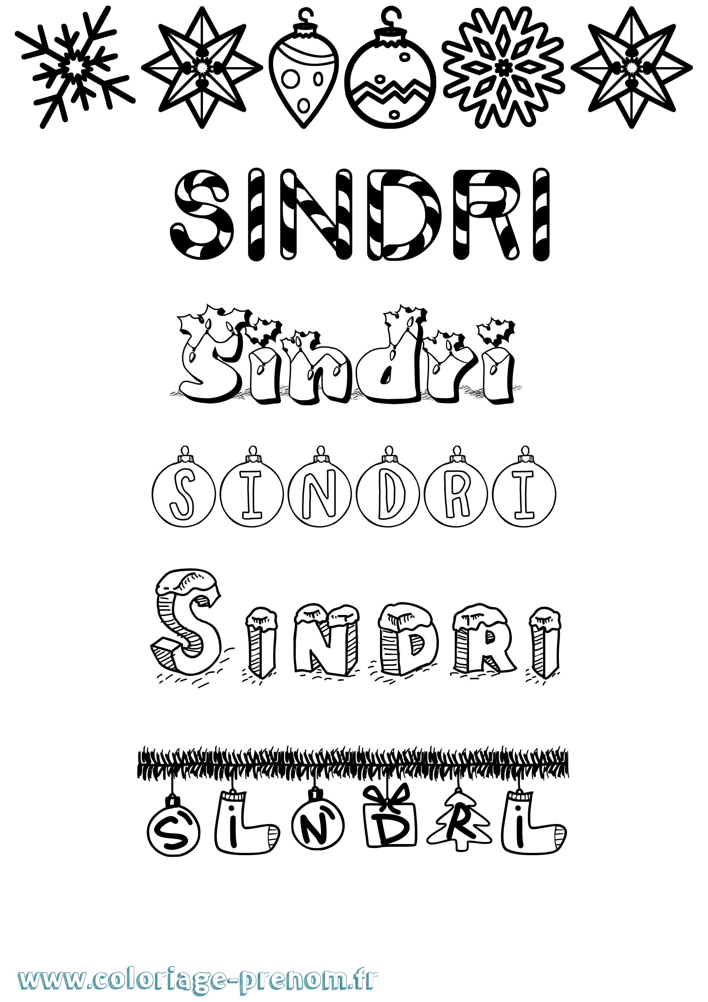 Coloriage Sindri Noël Coloriage prénom Sindri Noël