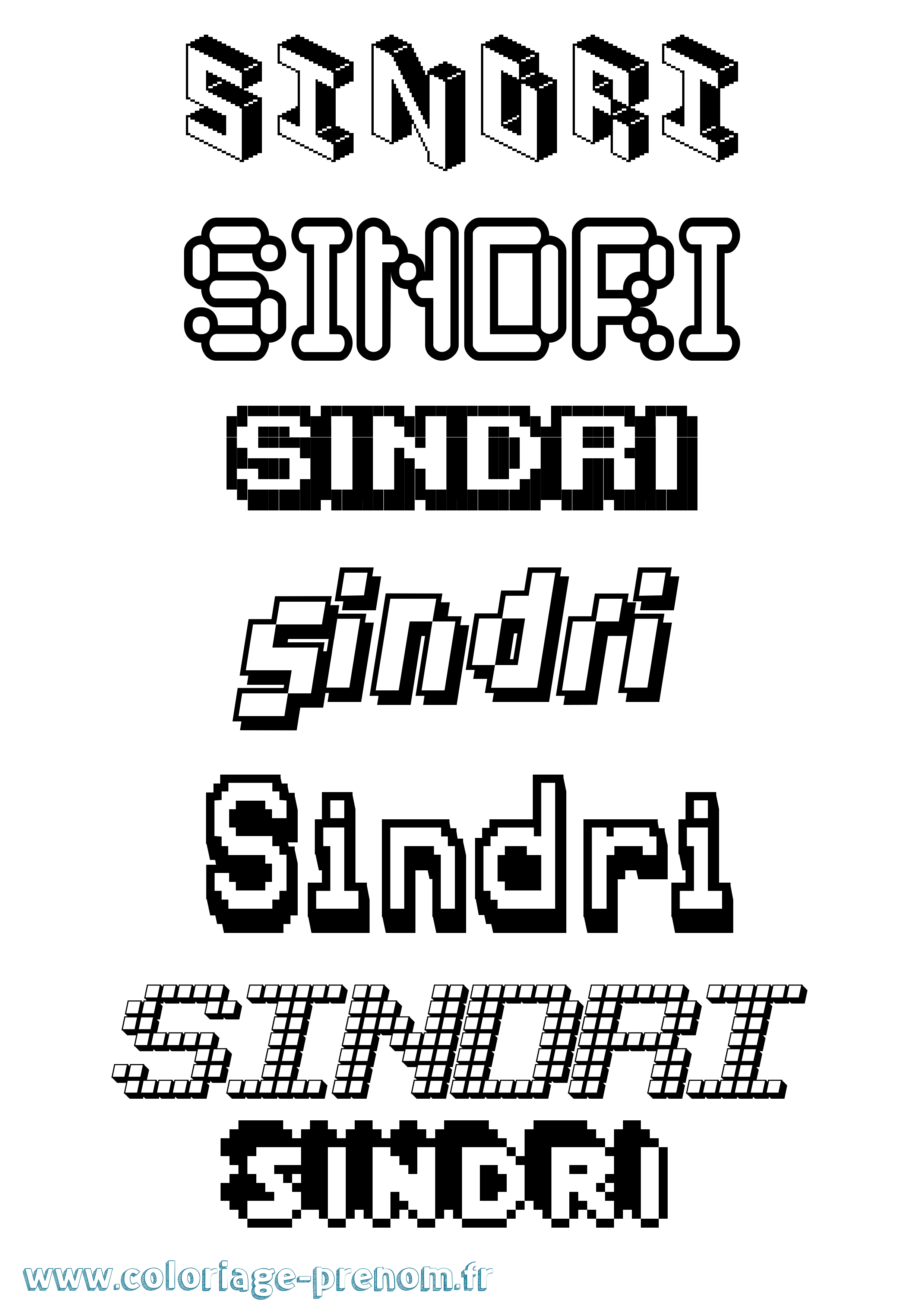 Coloriage prénom Sindri Pixel