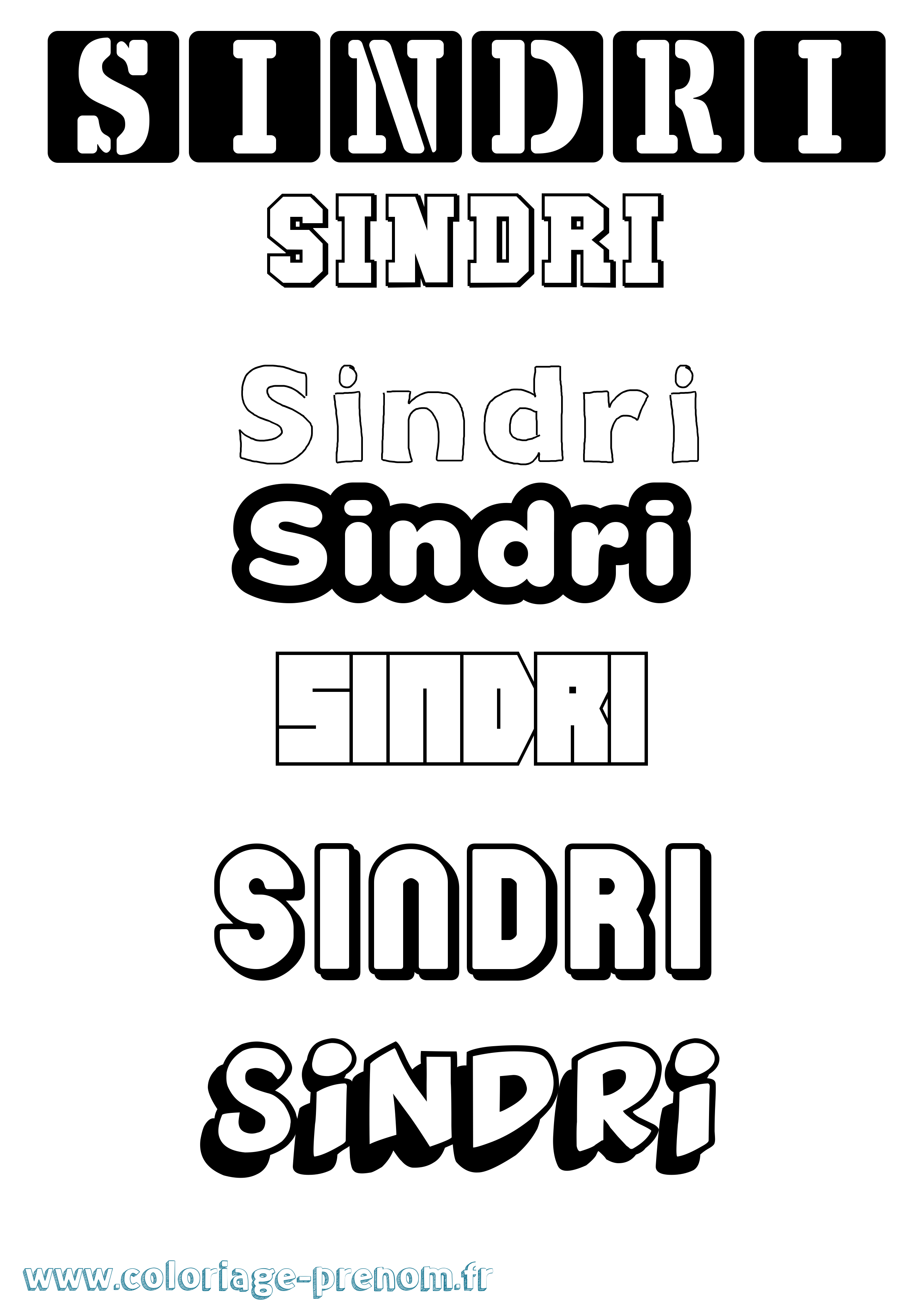 Coloriage prénom Sindri Simple