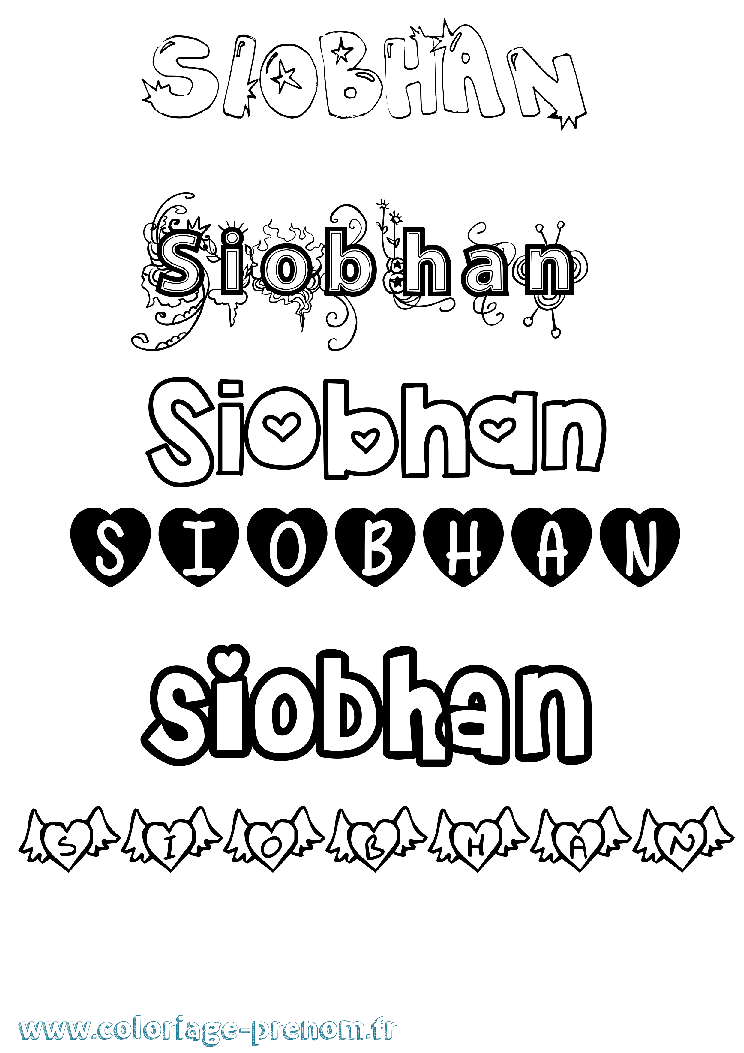 Coloriage prénom Siobhan Girly
