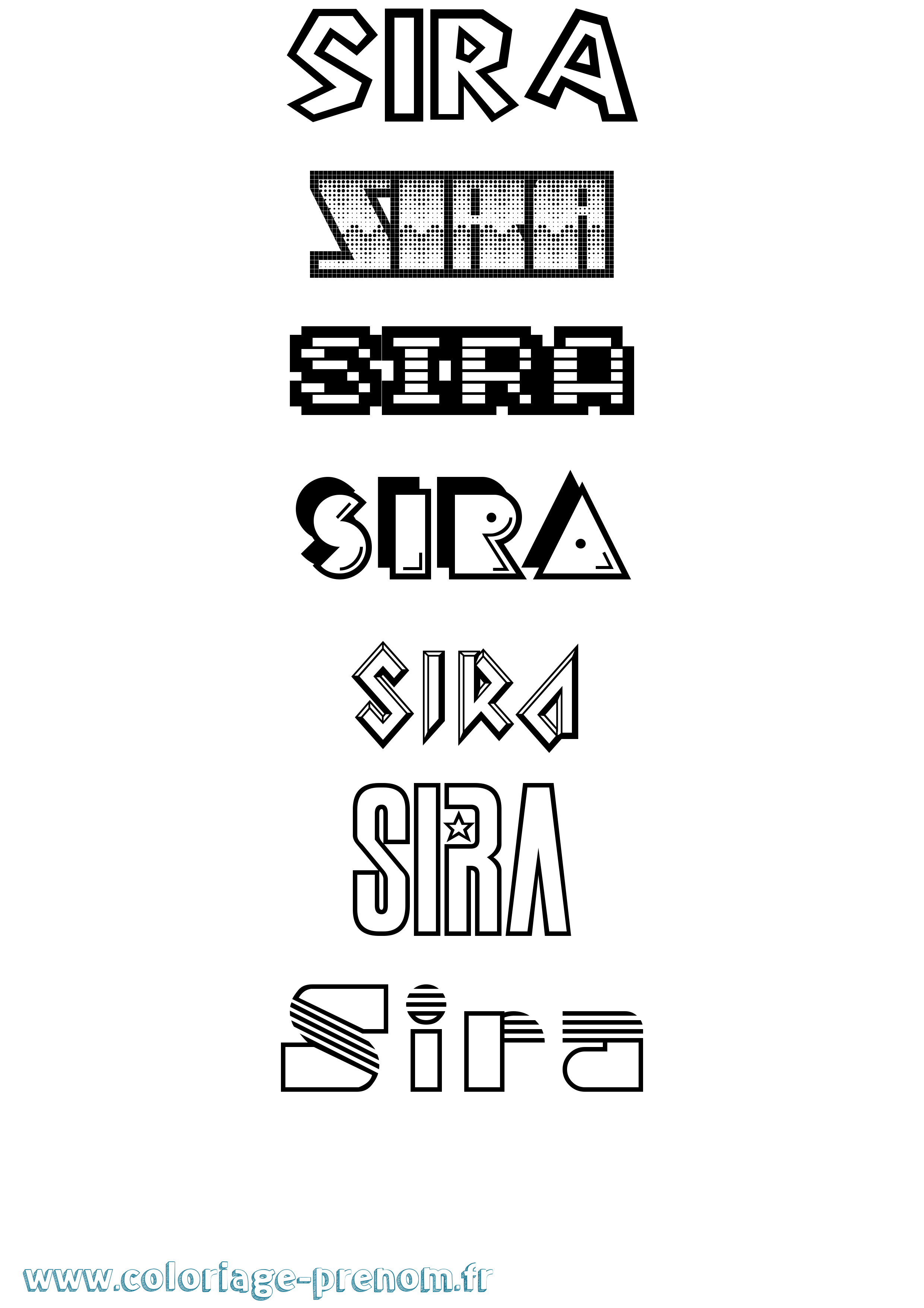 Coloriage prénom Sira