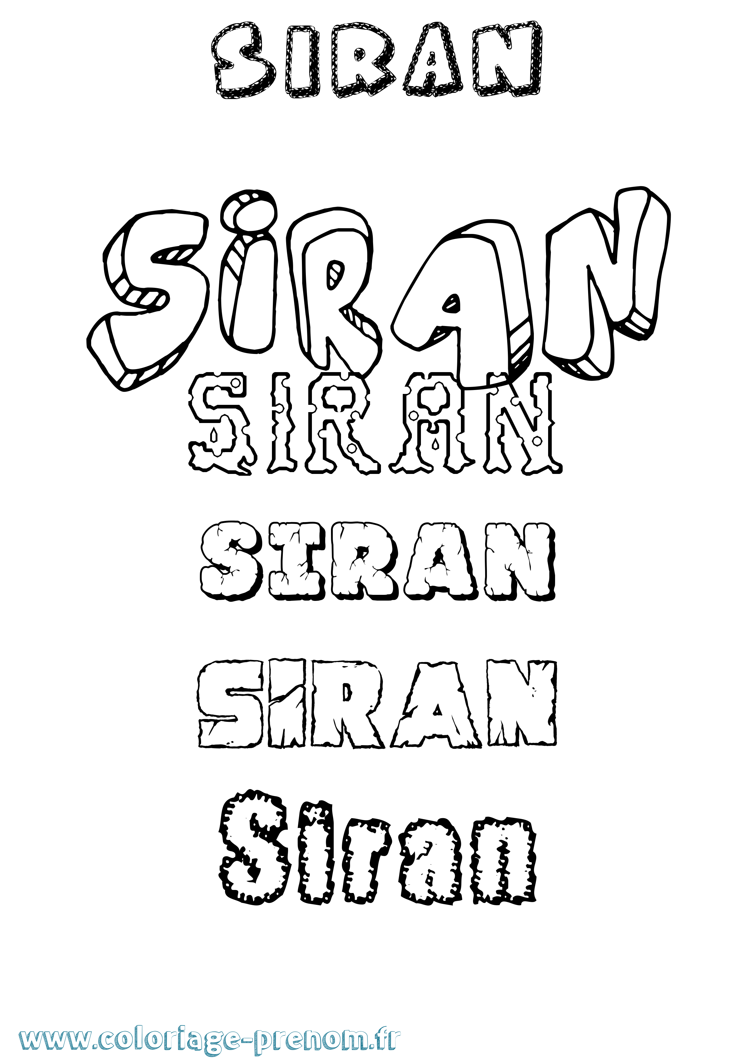 Coloriage prénom Siran Destructuré