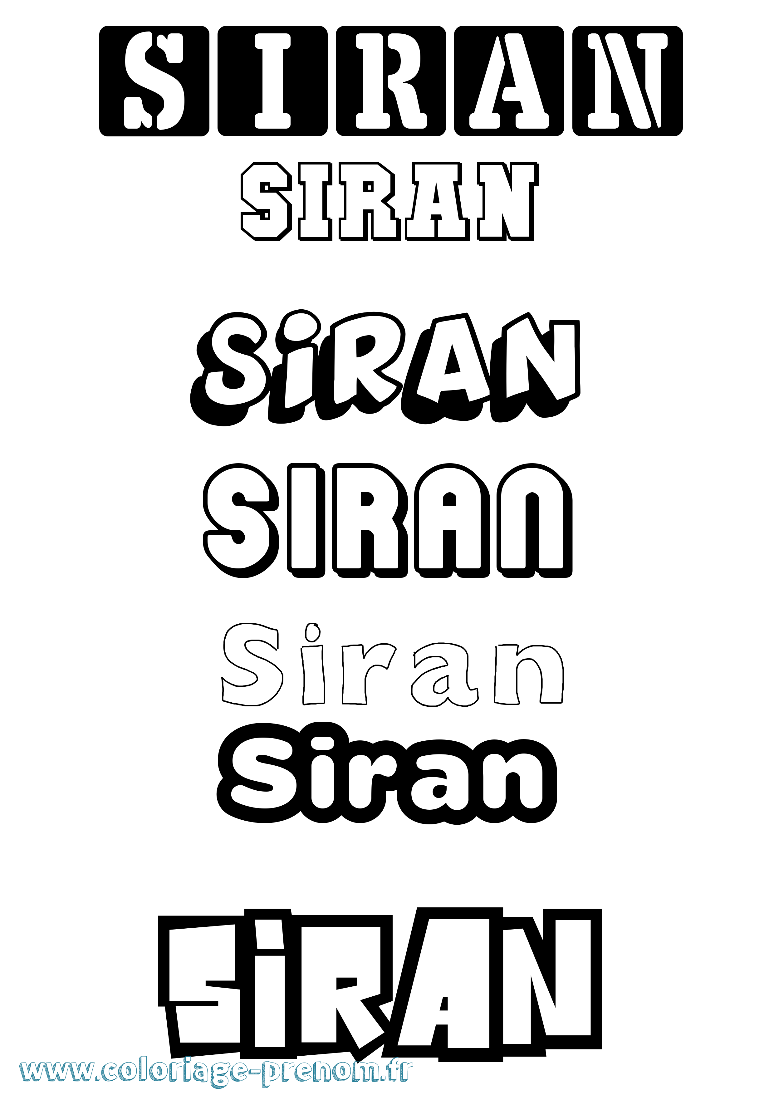 Coloriage prénom Siran Simple