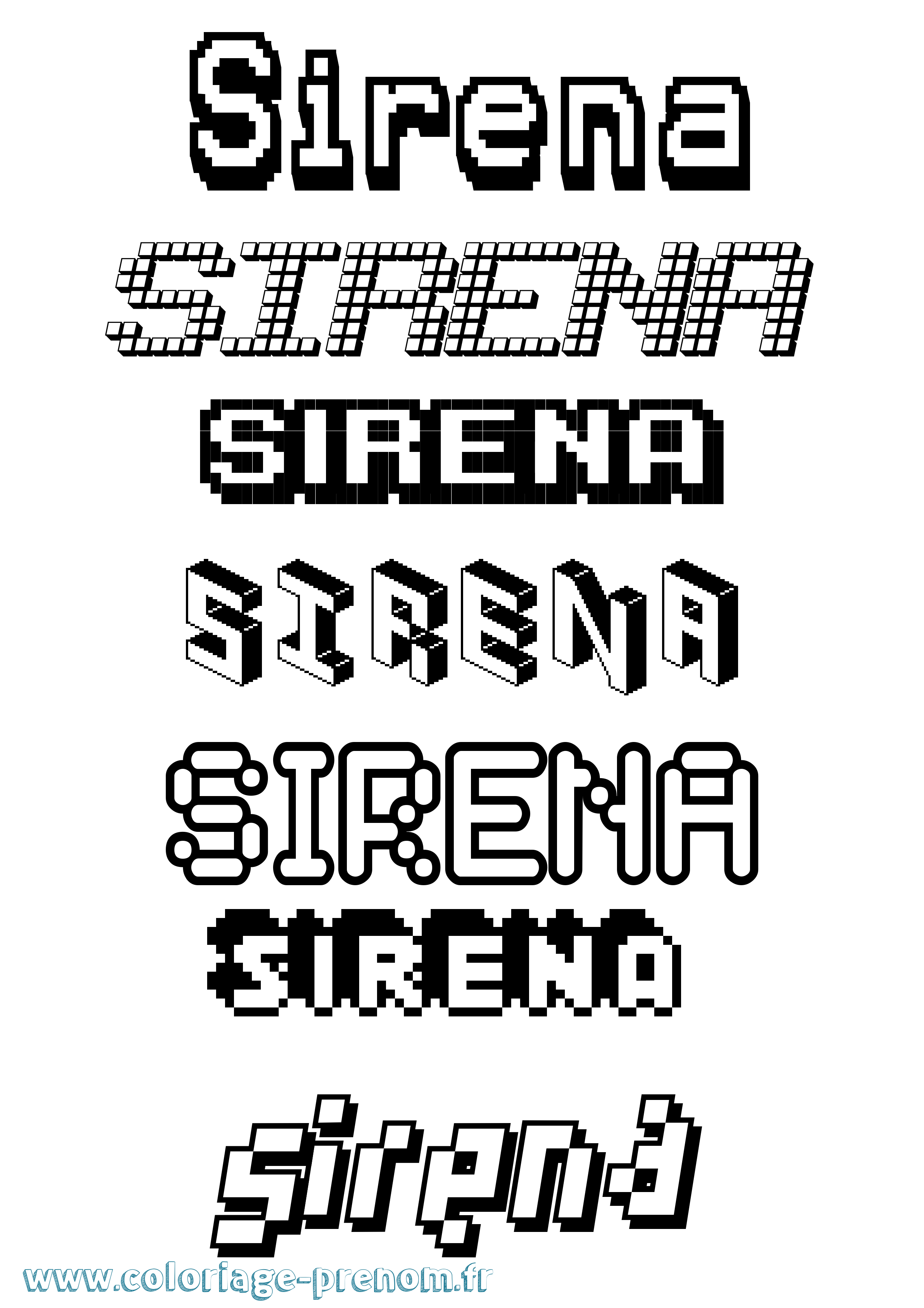 Coloriage prénom Sirena Pixel