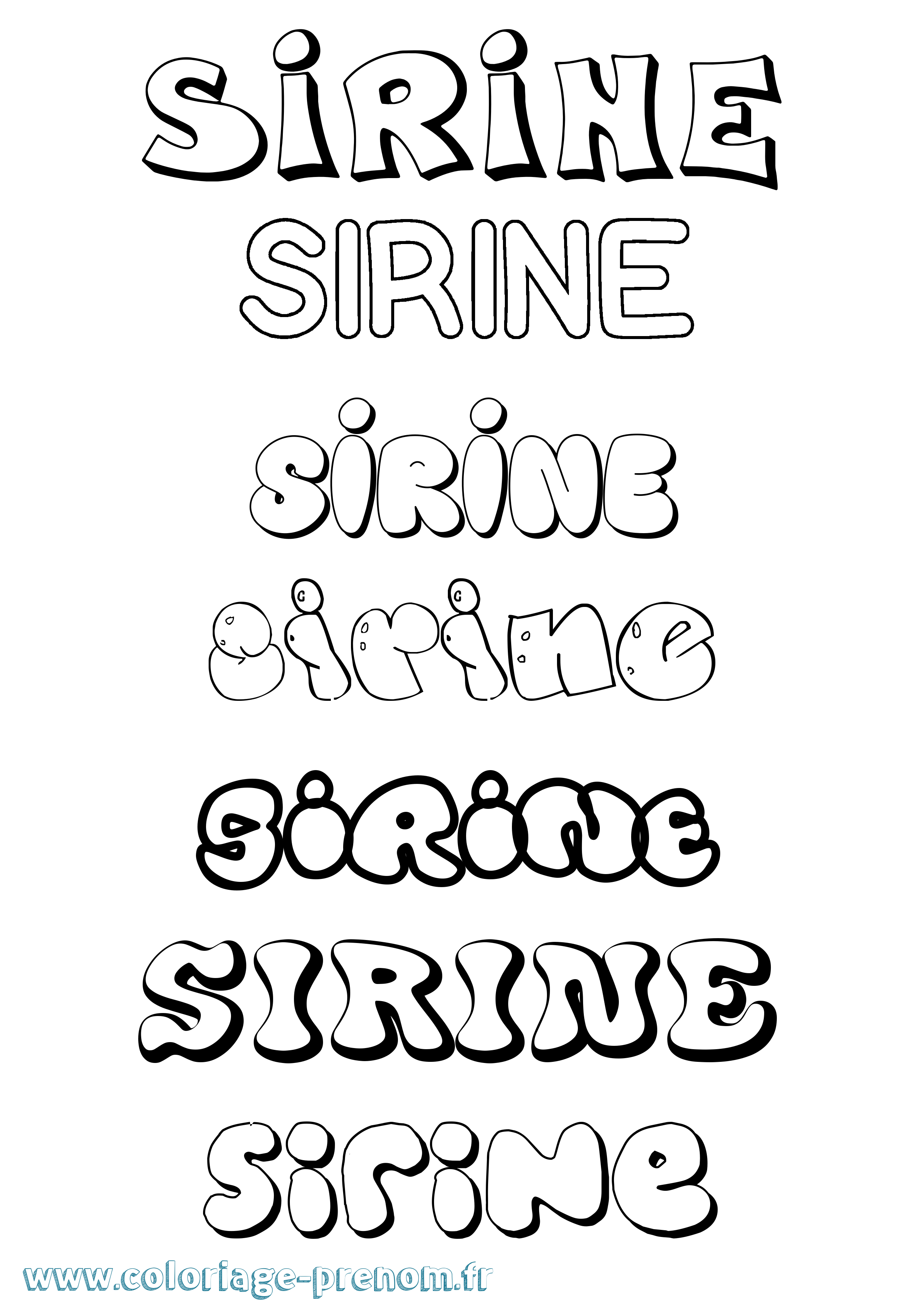 Coloriage prénom Sirine Bubble
