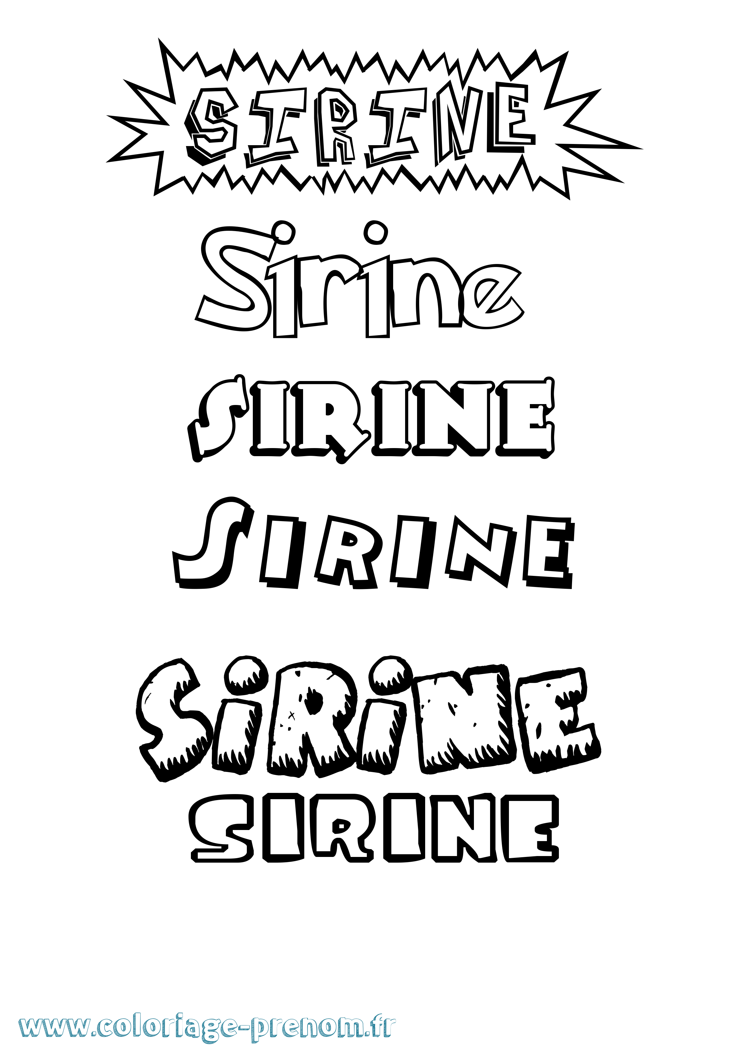 Coloriage prénom Sirine Dessin Animé