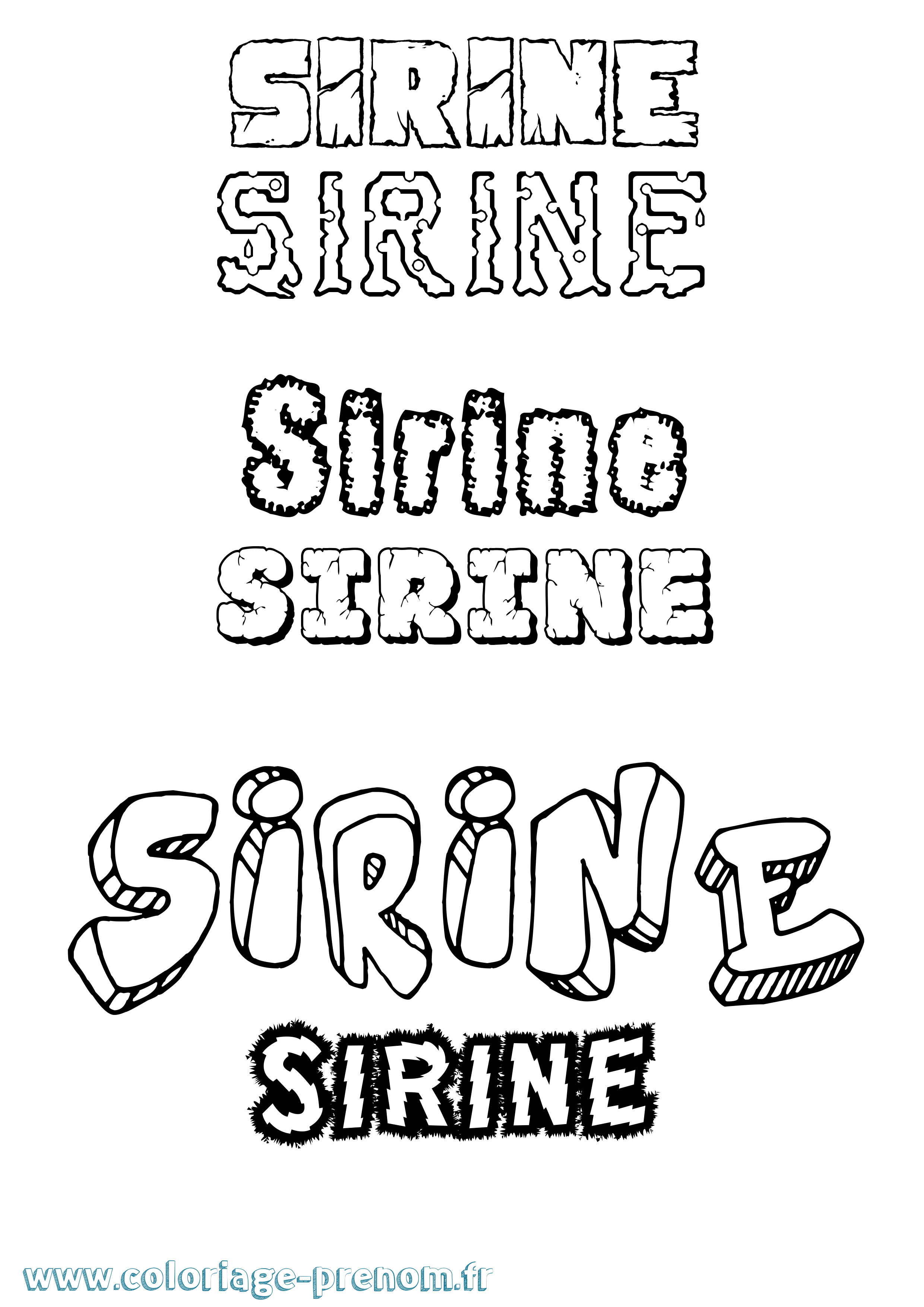 Coloriage prénom Sirine Destructuré