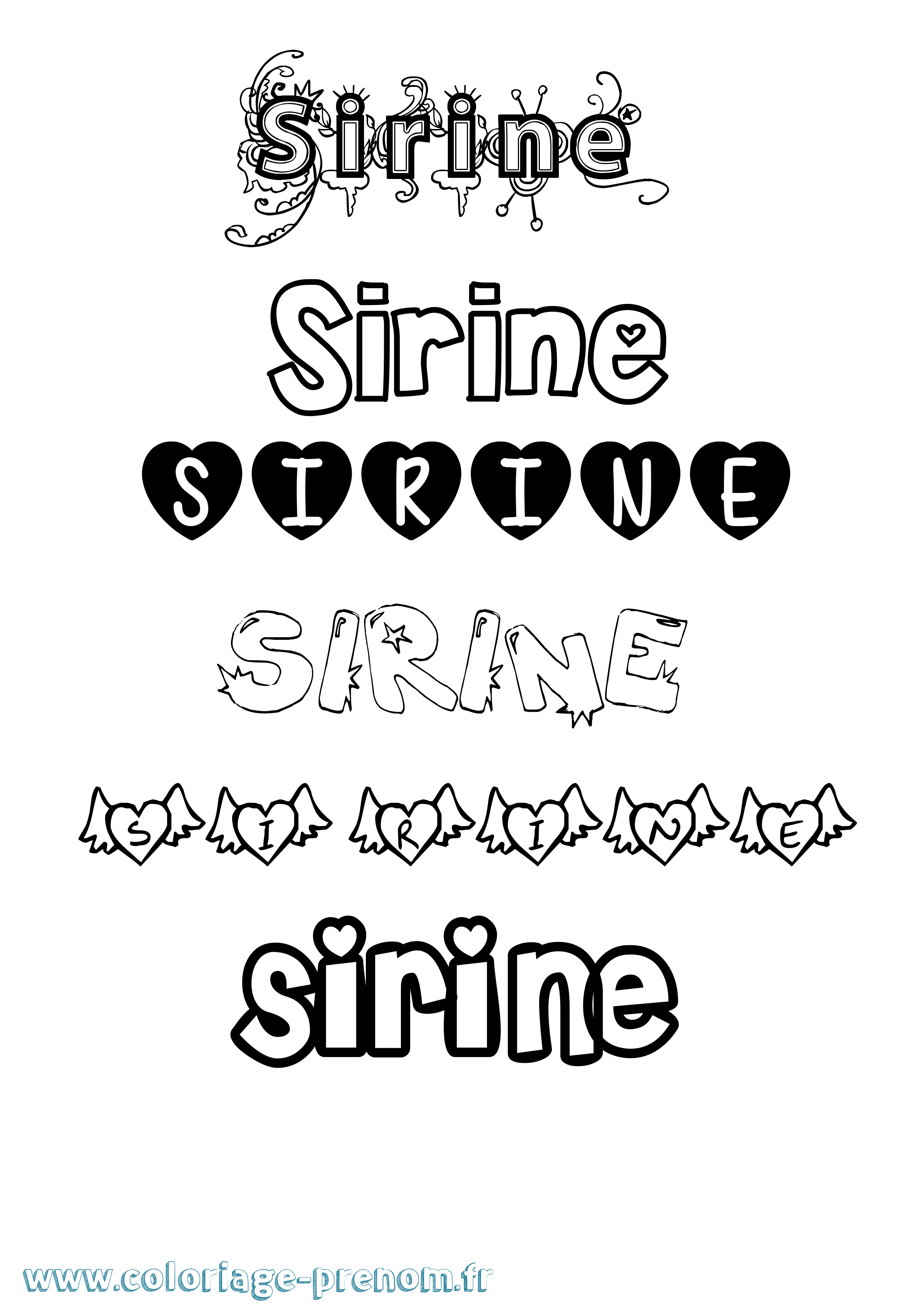 Coloriage prénom Sirine Girly