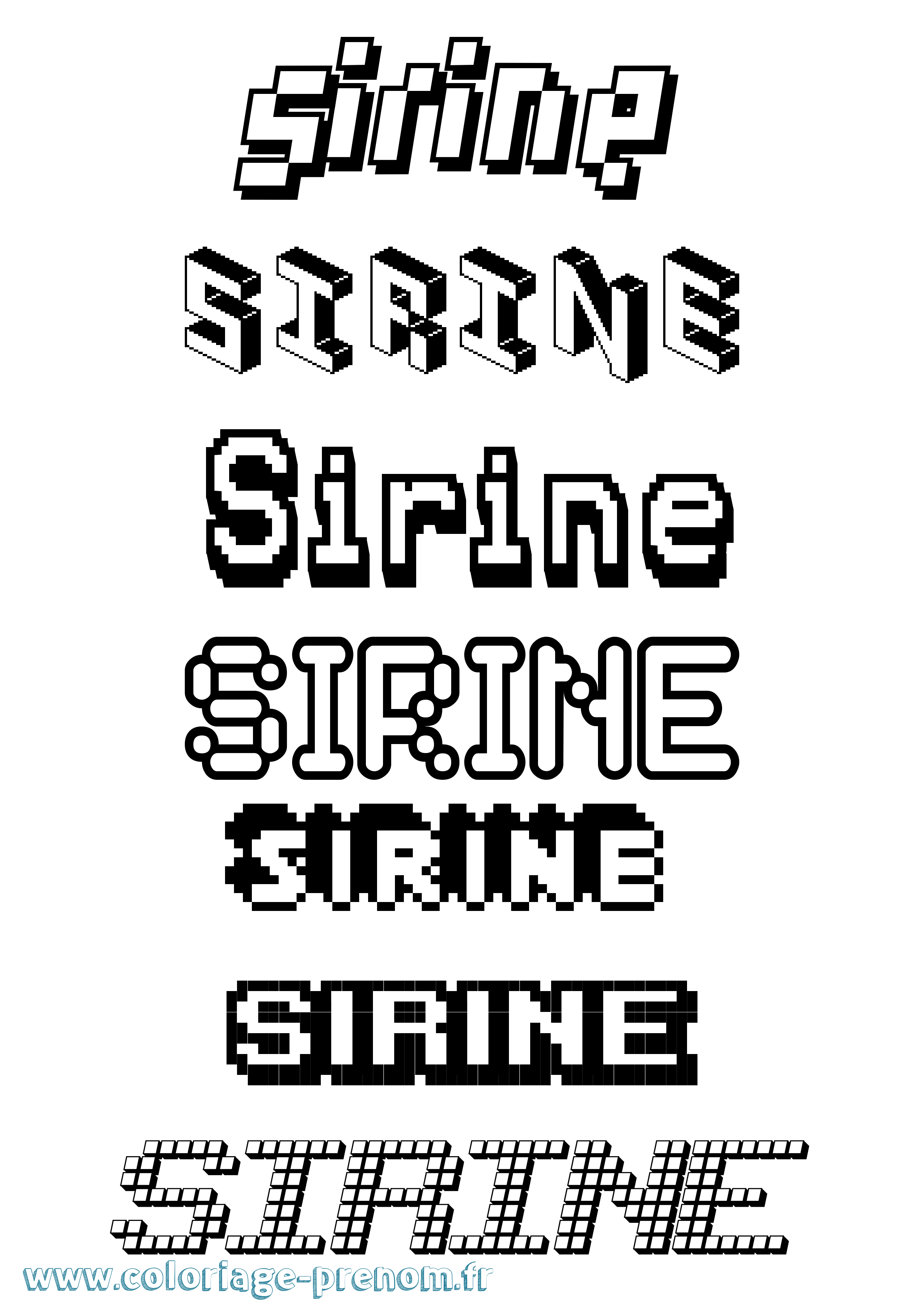 Coloriage prénom Sirine Pixel