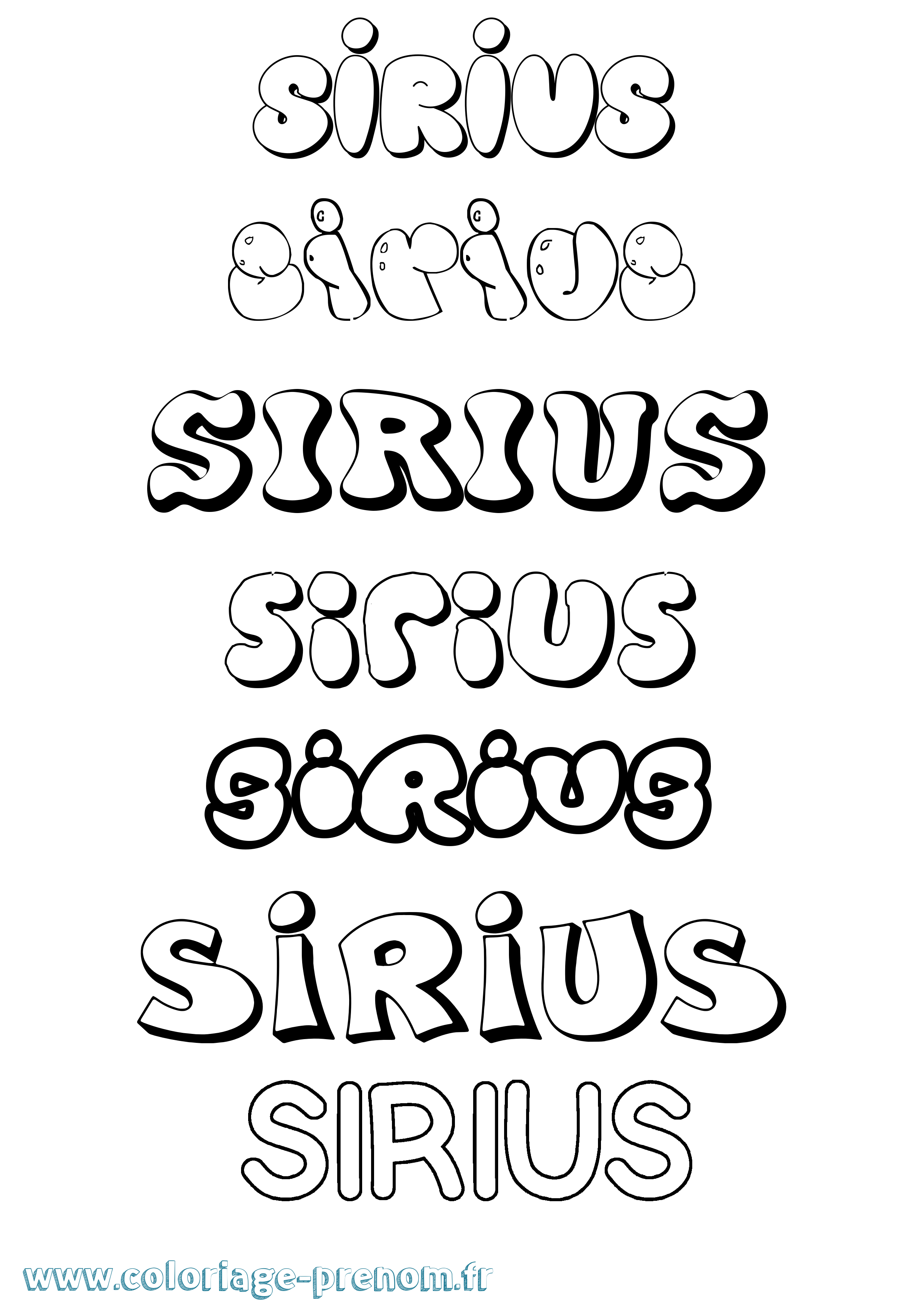 Coloriage prénom Sirius Bubble