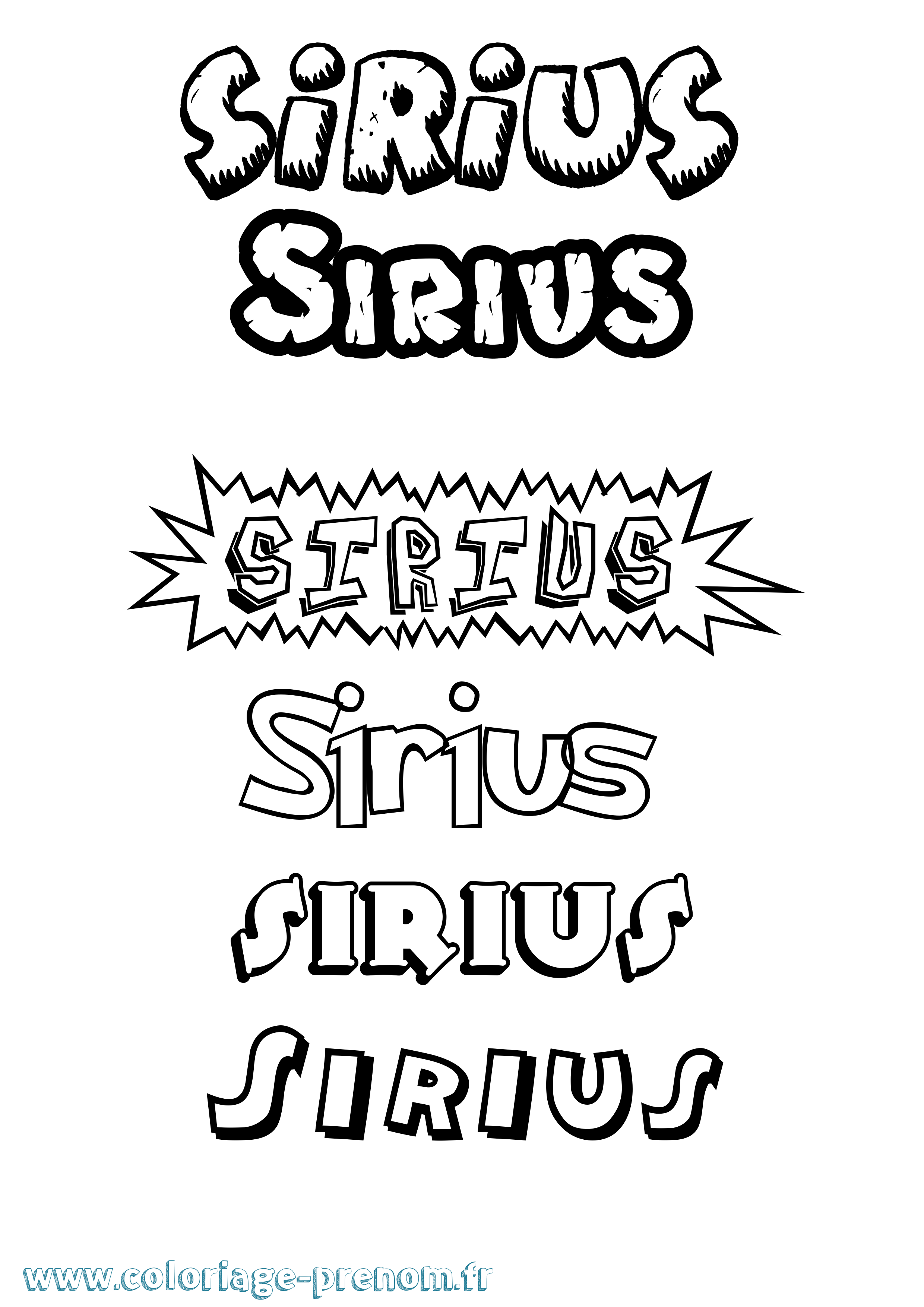 Coloriage prénom Sirius Dessin Animé