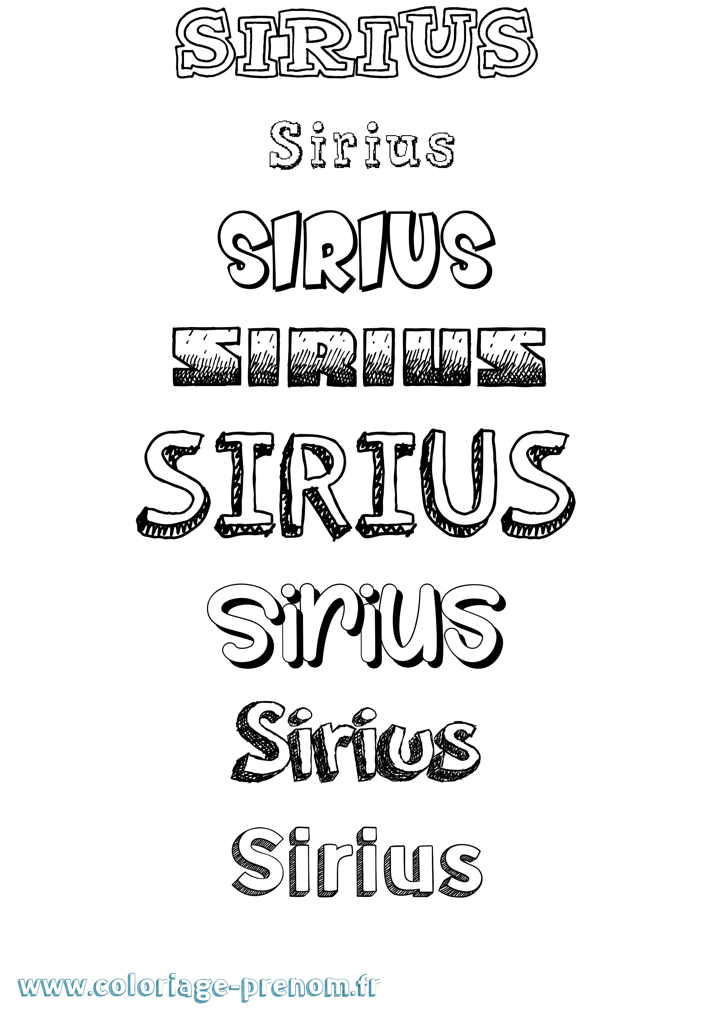 Coloriage prénom Sirius Dessiné