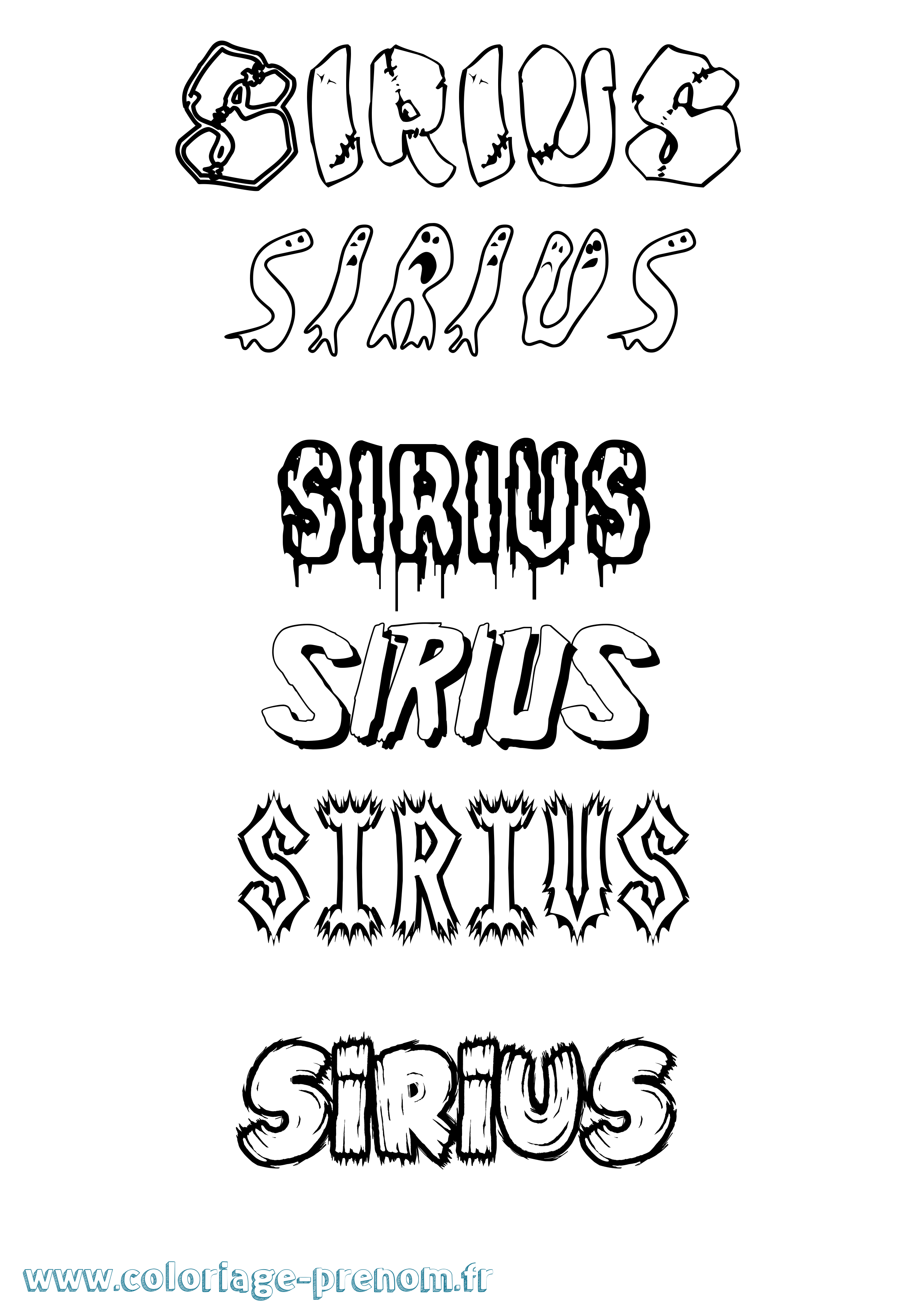 Coloriage prénom Sirius Frisson